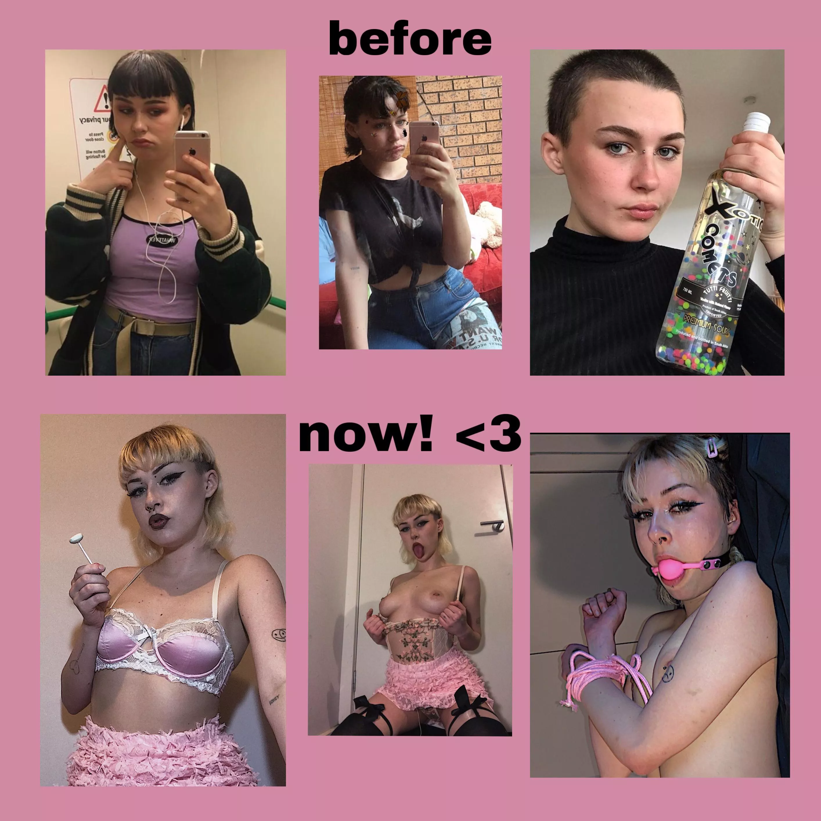 19yo and a baby bimbo 💞🎀 bc i know my true purpose in life! so here’s my transformation so far ☺️ would love to find mentors and support for my journey <3 what do you think of my progress so far?