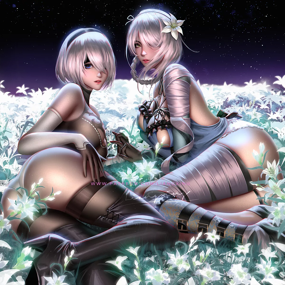 2B and Kainé by Liang-Xing