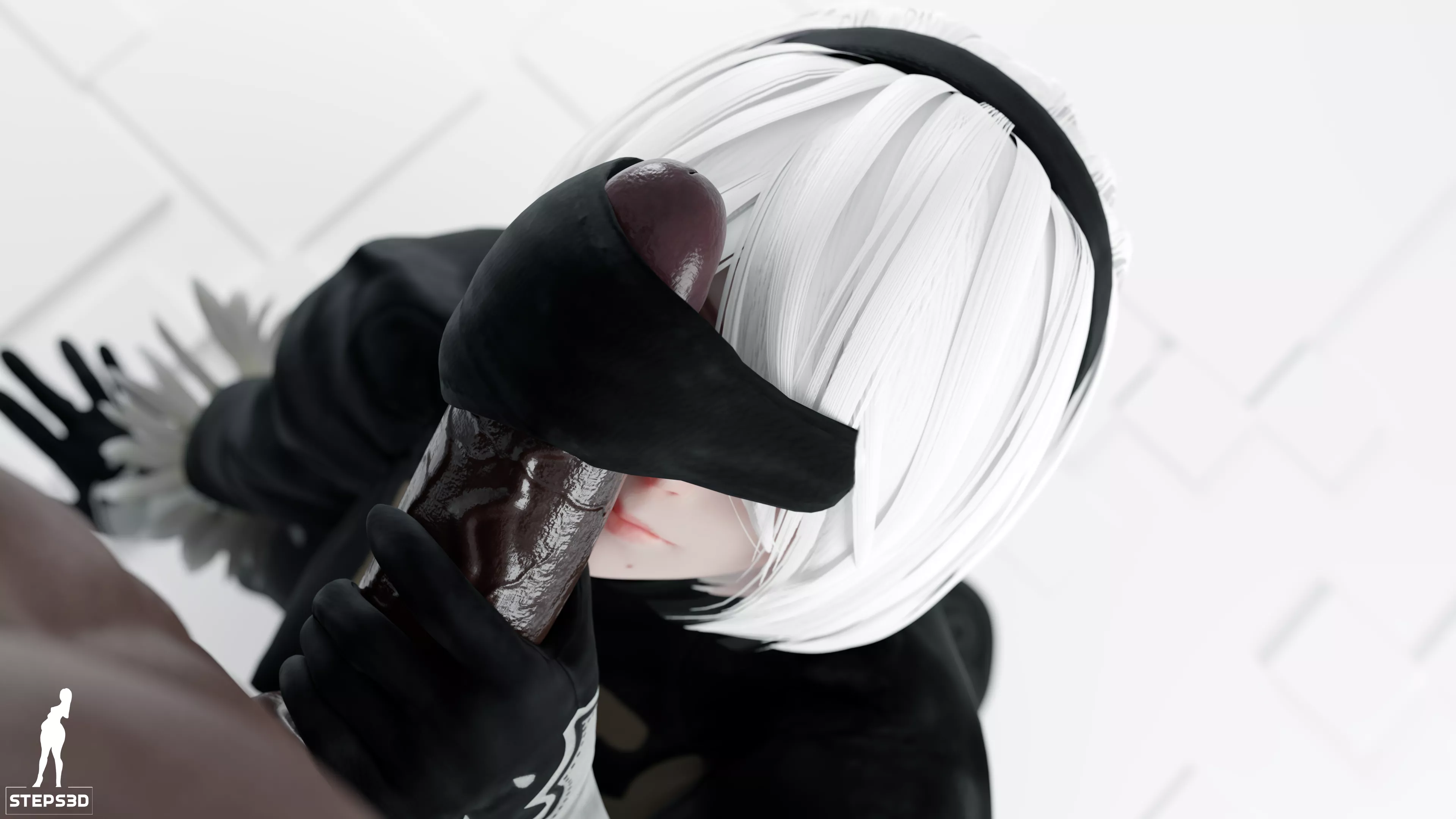 2B playing with a dick (Steps3D)