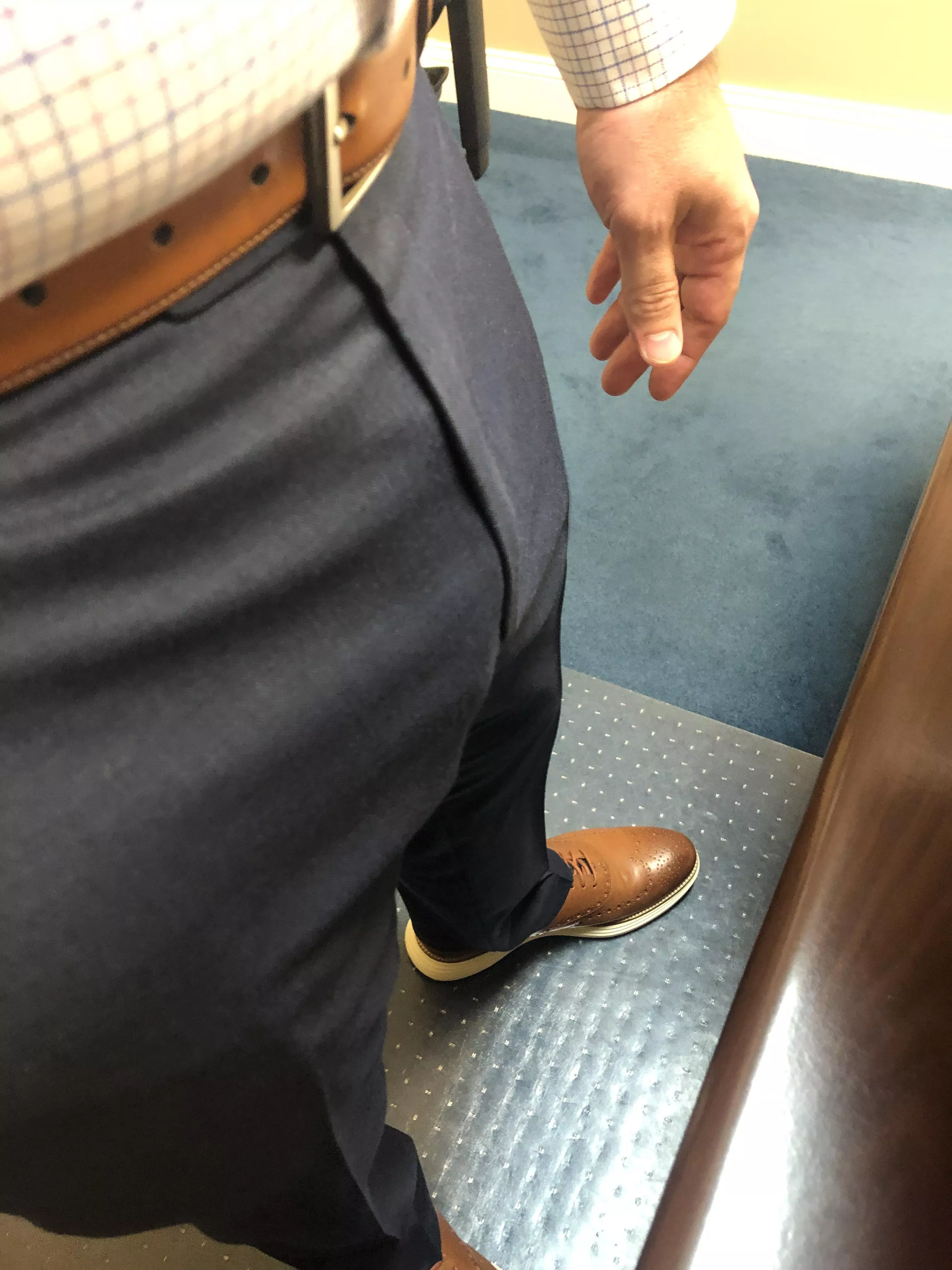 [36] bulge in suit pants