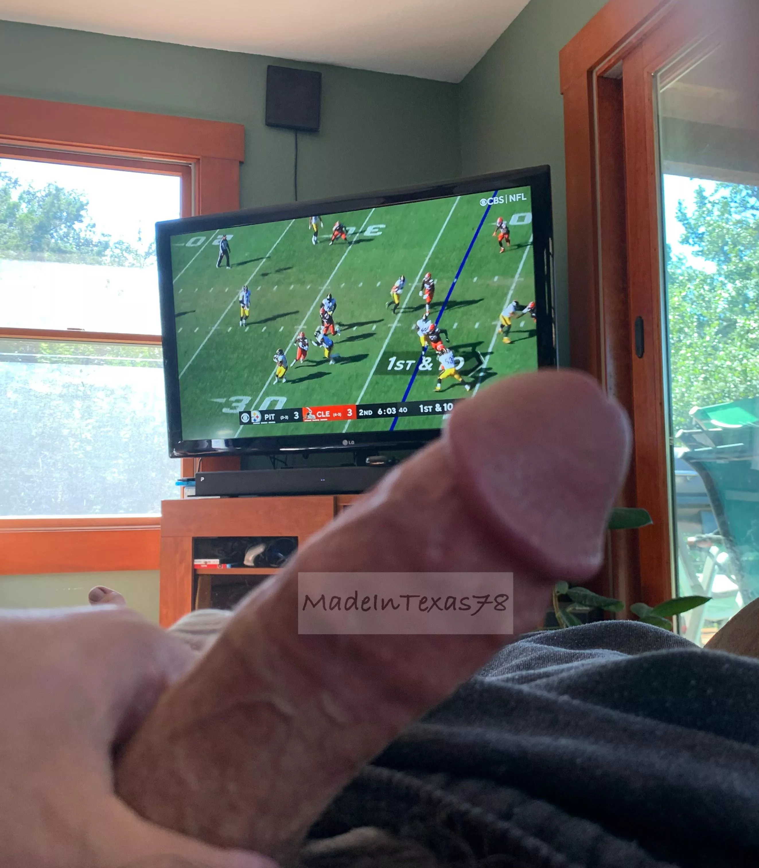 (43) just me and my cut cock, cutâ€™n up watching football