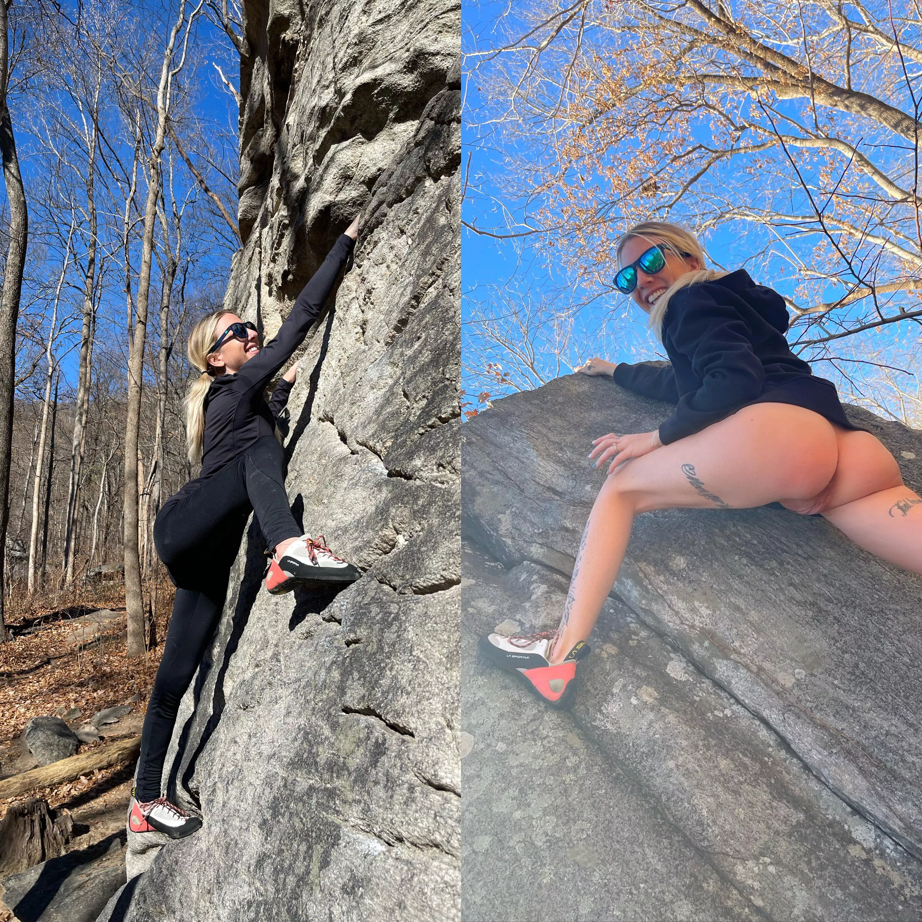 4’9” and 84 pounds, loves to climb rocks while half naked 😸