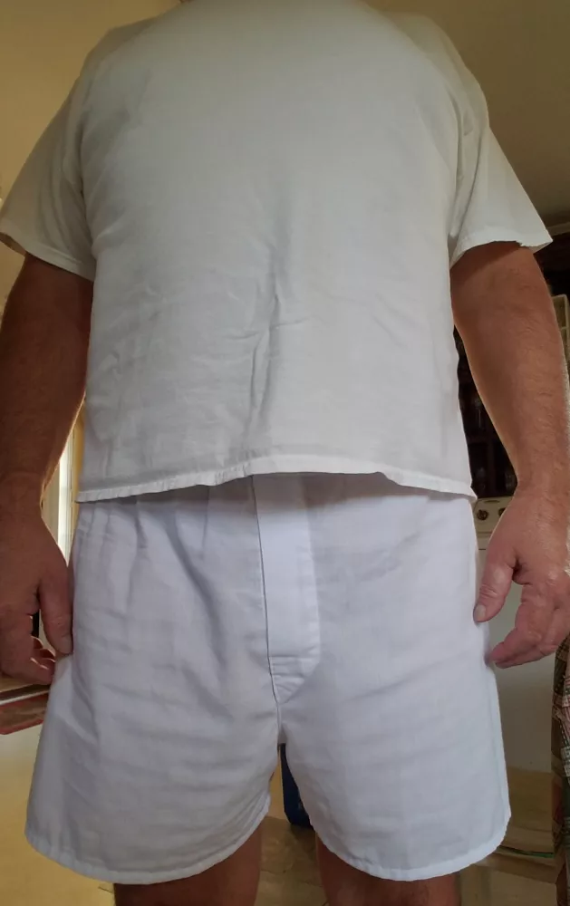 [57] My Regular Everyday Underwear. I Only Wear Traditional White Boxer Shorts. I Started Wearing Boxers When I Was 16 Years Old (1980).