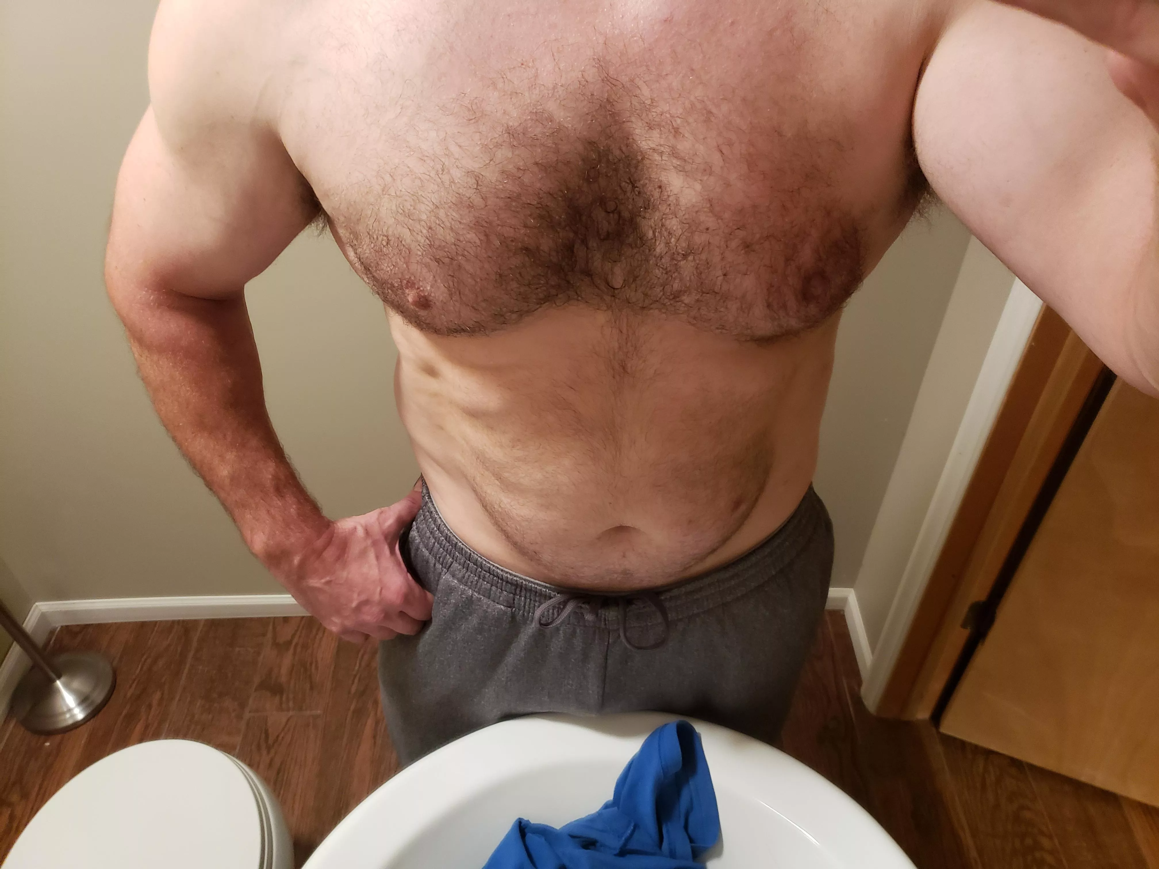 A bit sweaty after my workout, hope you don't mind my manly smell!