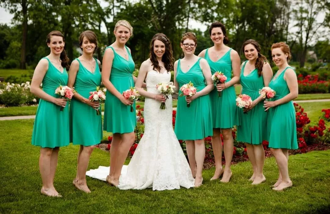 A bride with her bridesmaids