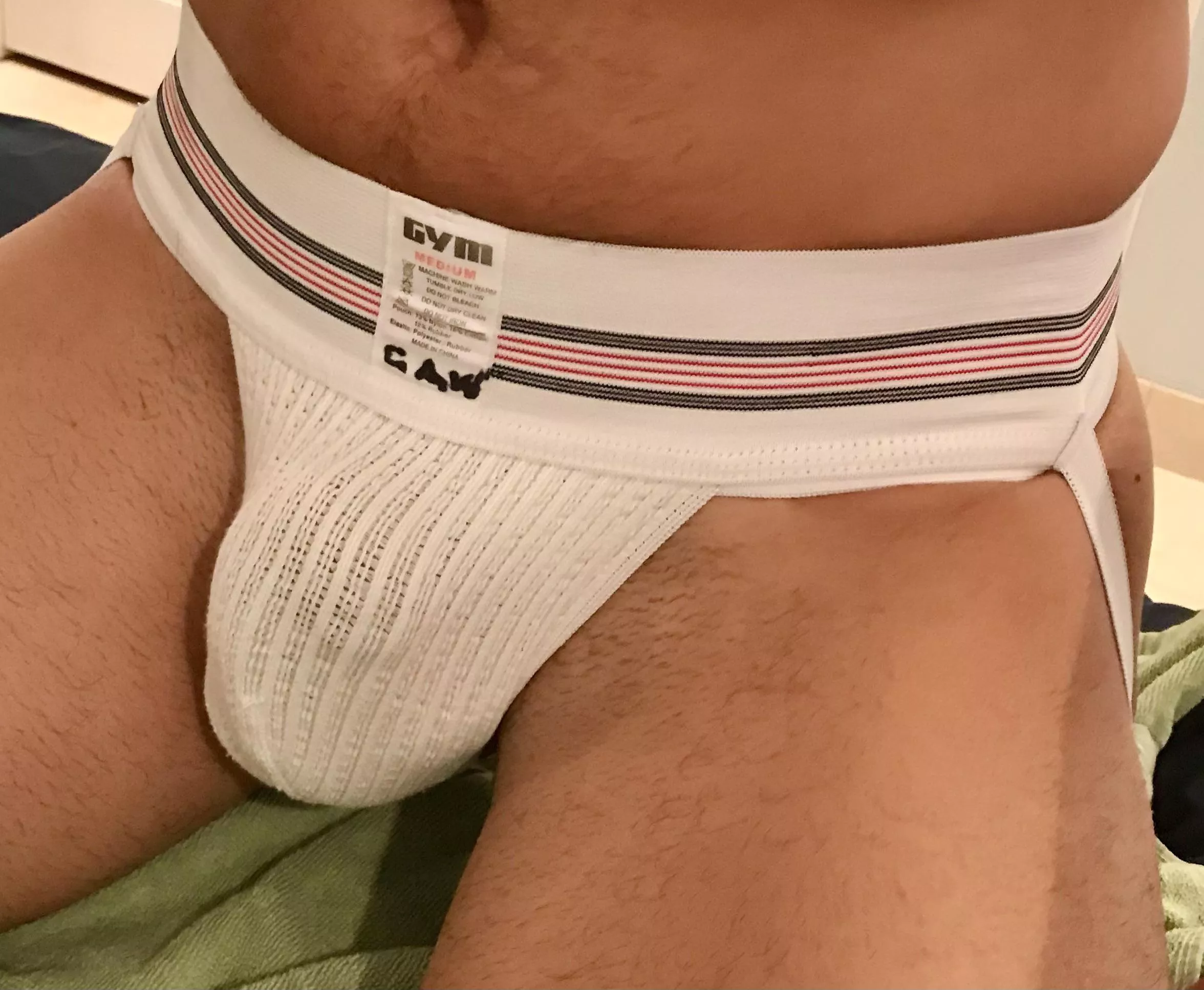 A buddy wearing my new jockstrap, right before…