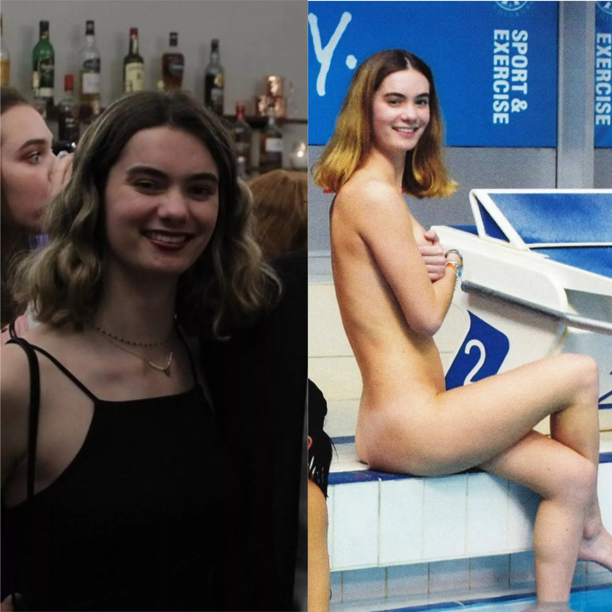 A French student swimmer abroad in Scotland, proving she'd been hiding a perfect slender body under her clothes all year. (from r/nakedunicalendar)