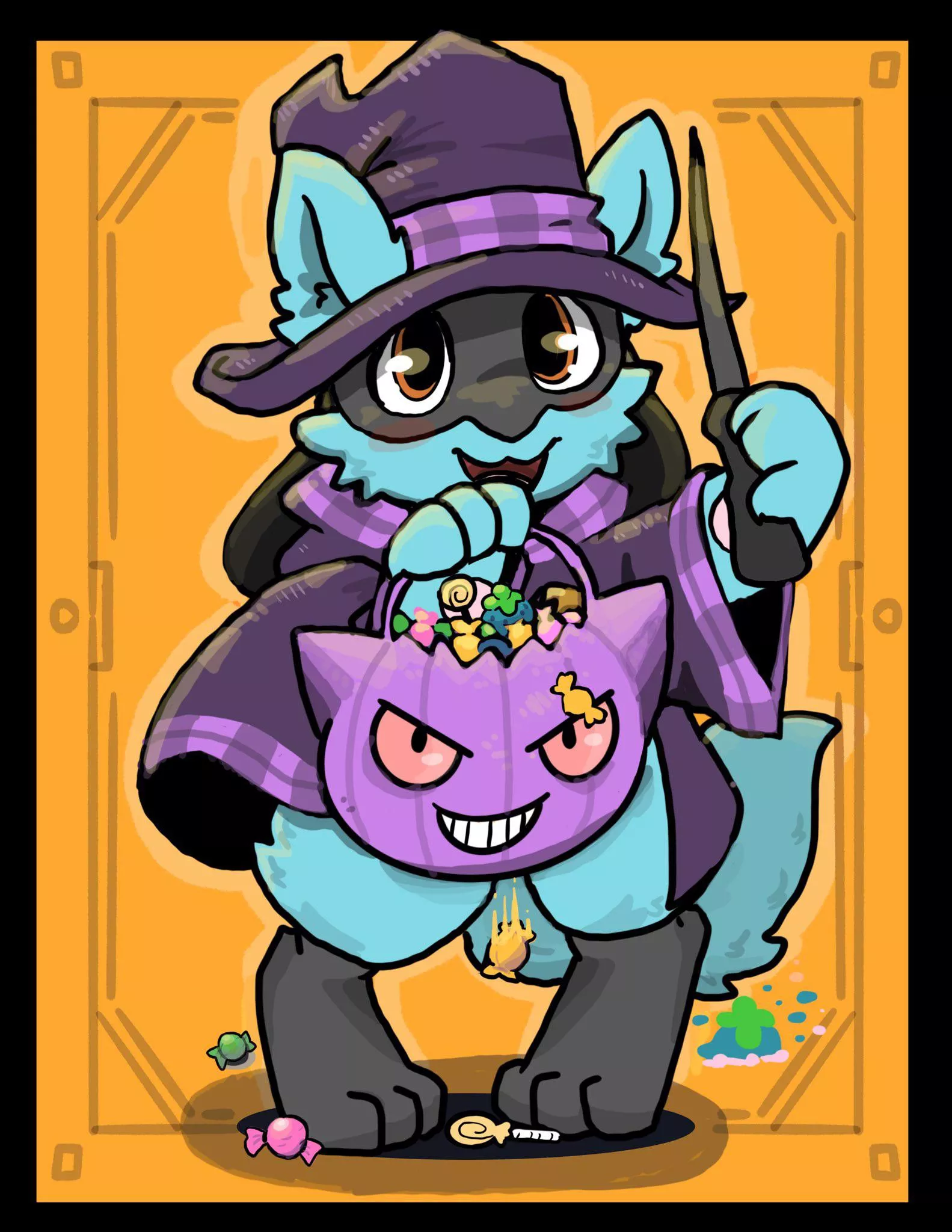 A Halloween Riolu I drew! (@shen_tokki)