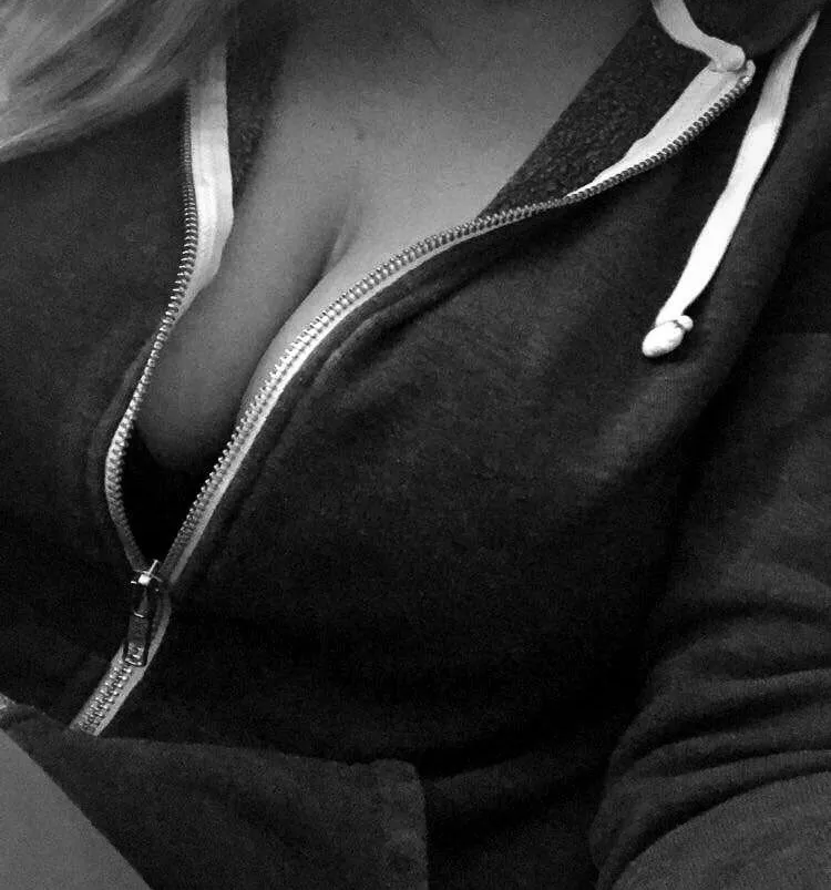 A little cleavage in my favorite hoodie