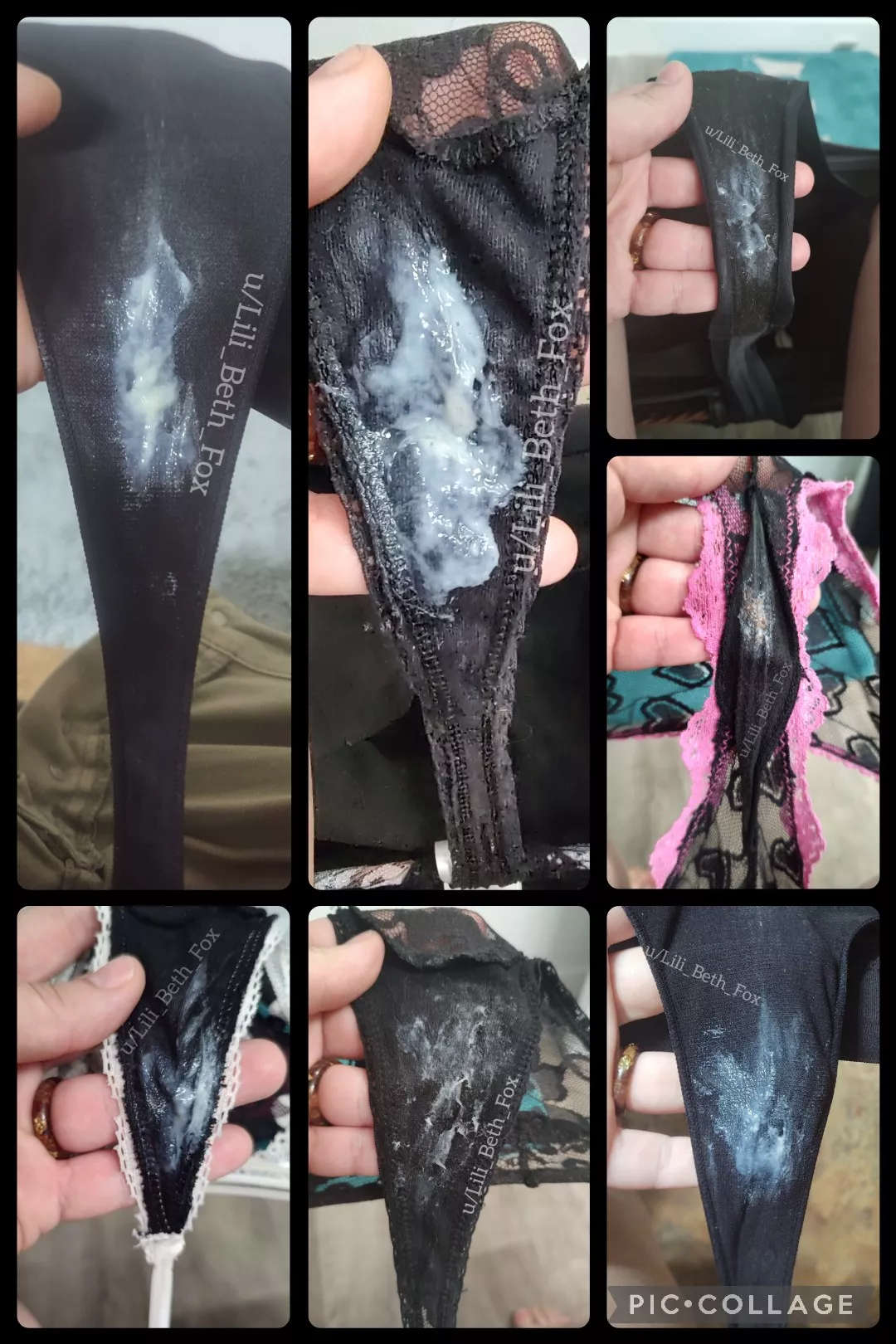 A little collection of my wetspots on Black Panties, in celebration of Black Friday! 🖤 [OC]