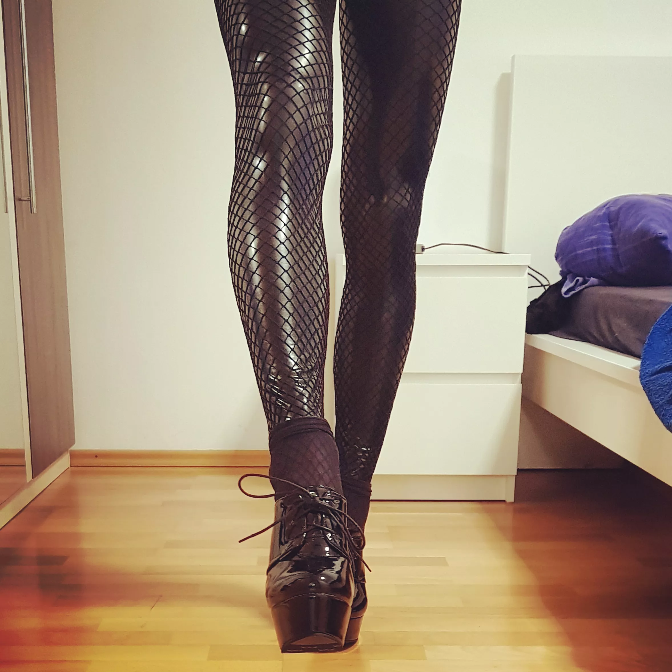 A pretty good picture I took wearing my heels and latexleggings