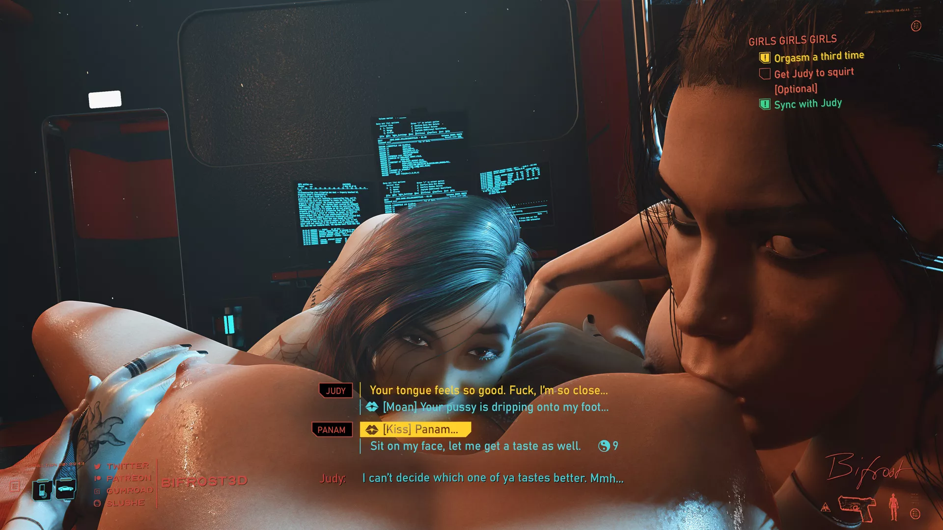 A quest with Judy Alvarez and Panam Palmer you really don't wanna skip (Bifrost3d) [Cyberpunk2077]