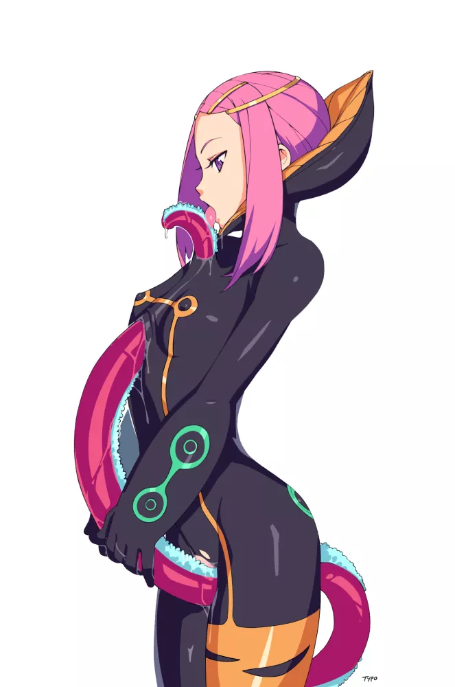 a tentacle slips under the suit (OptionalTypo) (female)