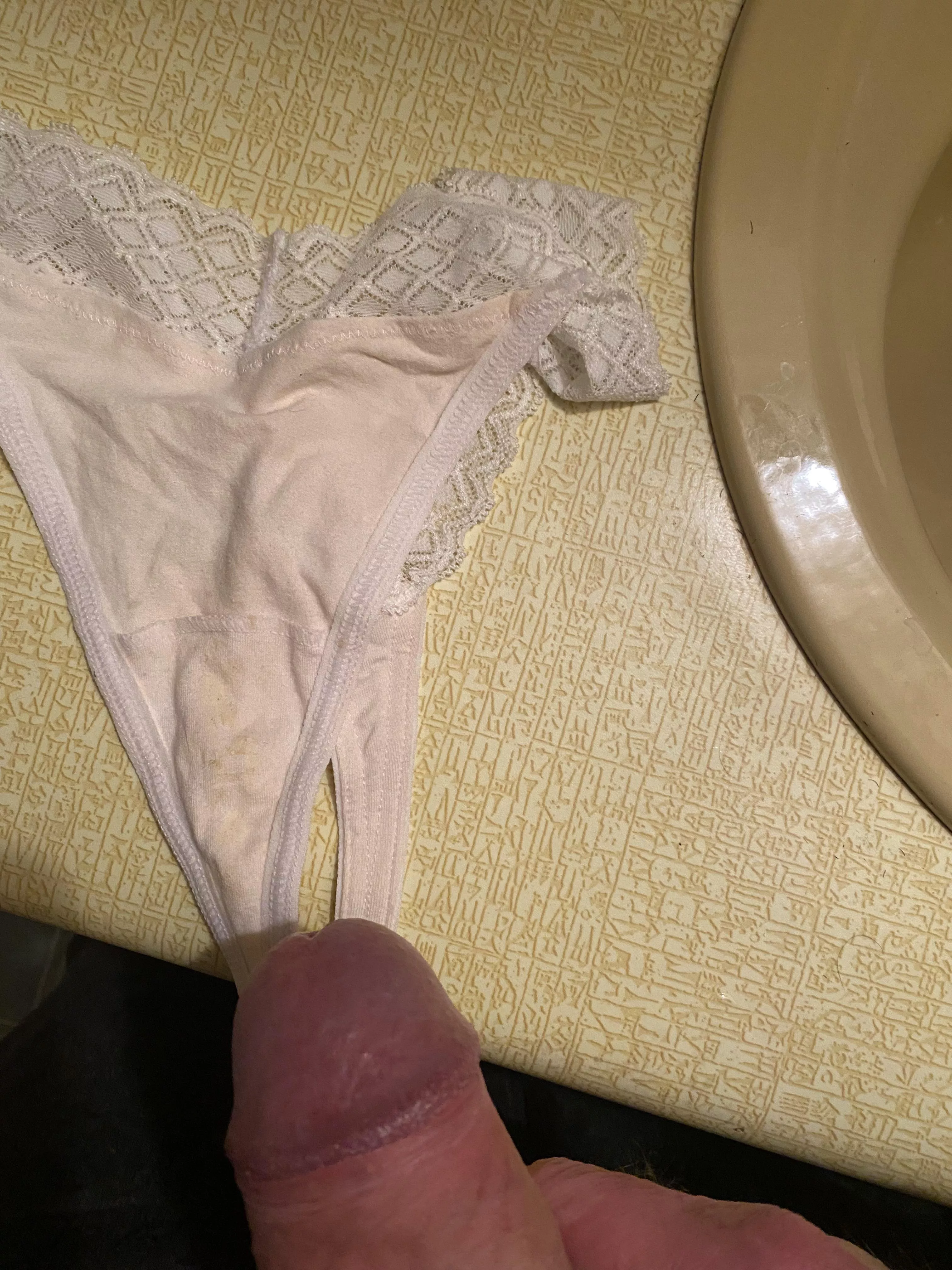 About to cum on these pissed panties I bought