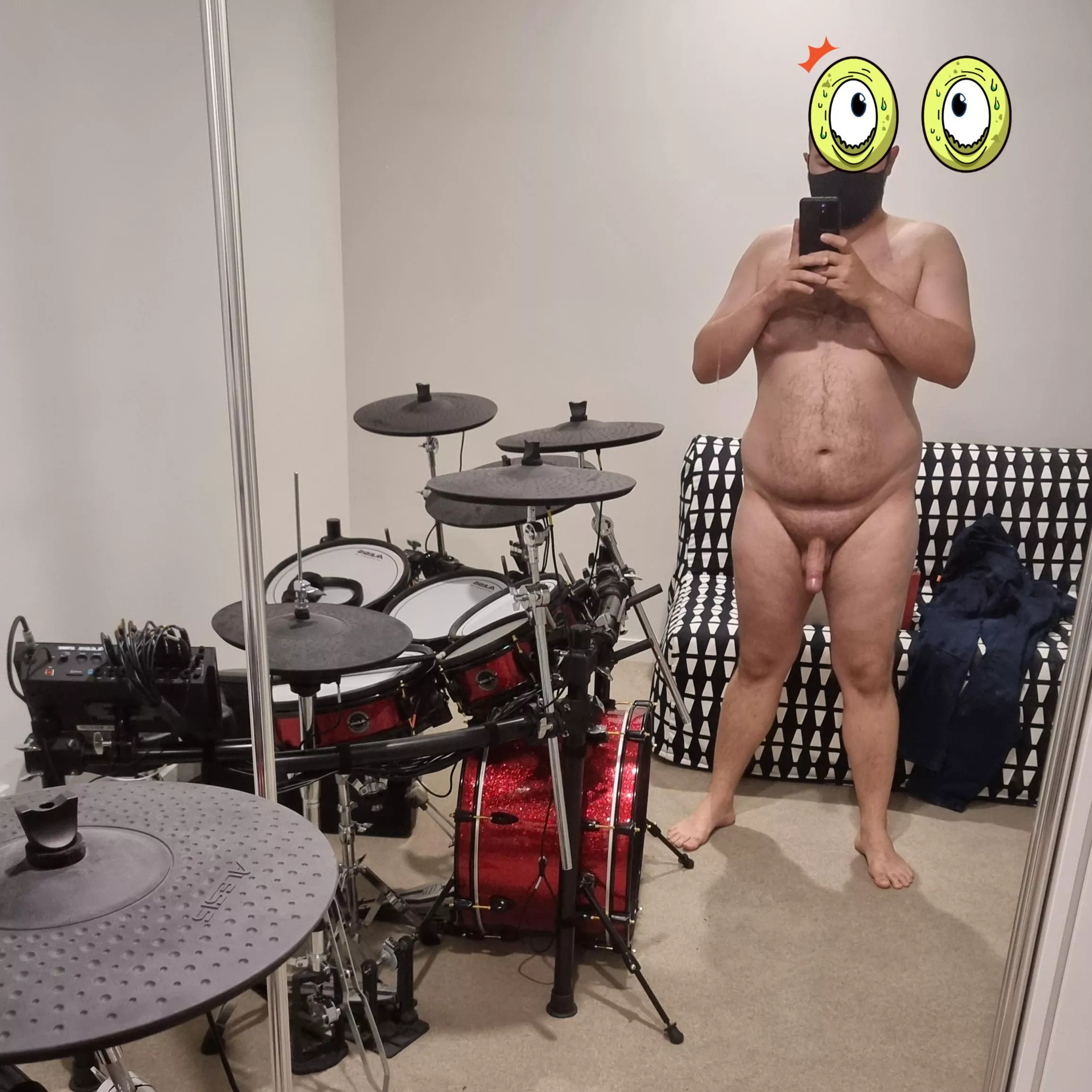 About to play some drums...naked of course!