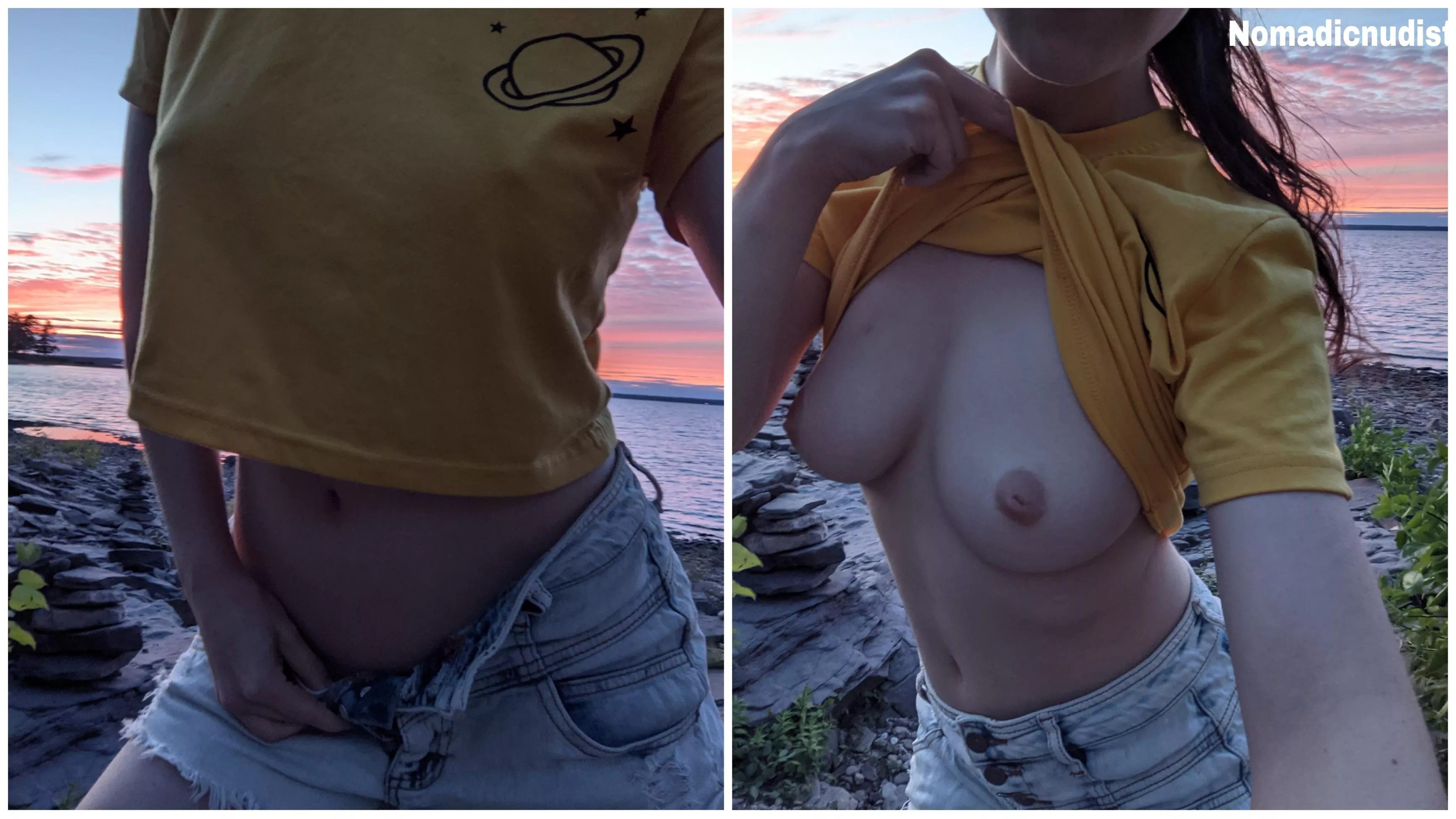 Adorable tits with a beautiful sunset 😘