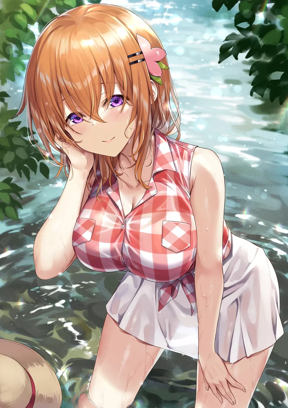 Adult Cocoa in red and white buffalo check shirt Part 2, soaked [GochiUsa]