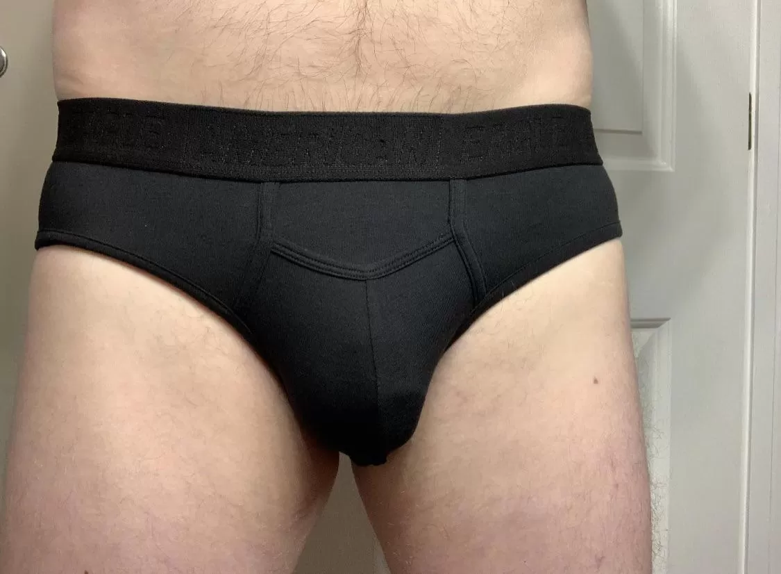 AE Black Briefs with a Kangaroo pouch.