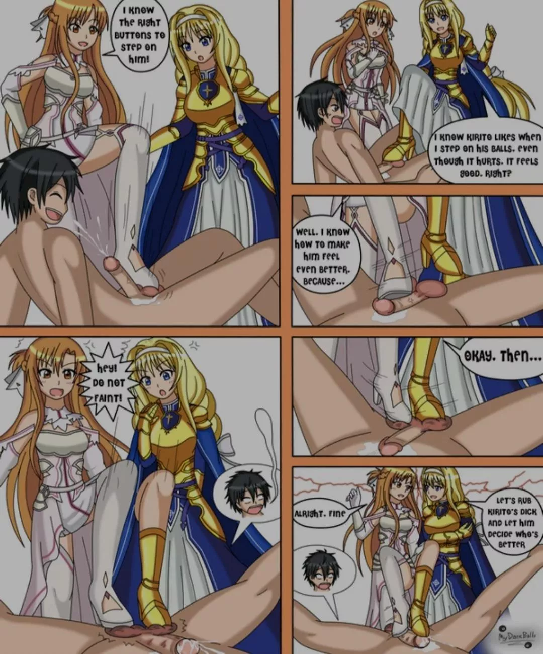 Alice and Asuna arguing as usual [Femdom][Ballbusting]