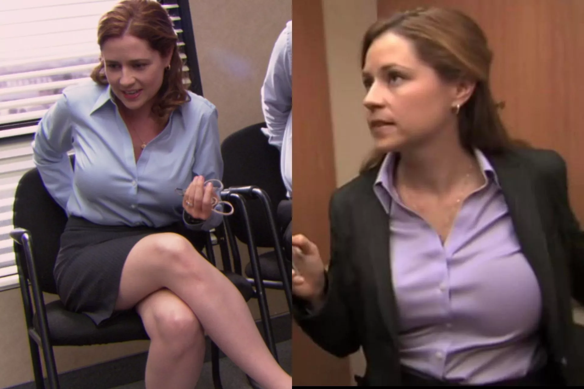 Always wondered what kind of bras Jenna Fischer wore under her tight button down blouses