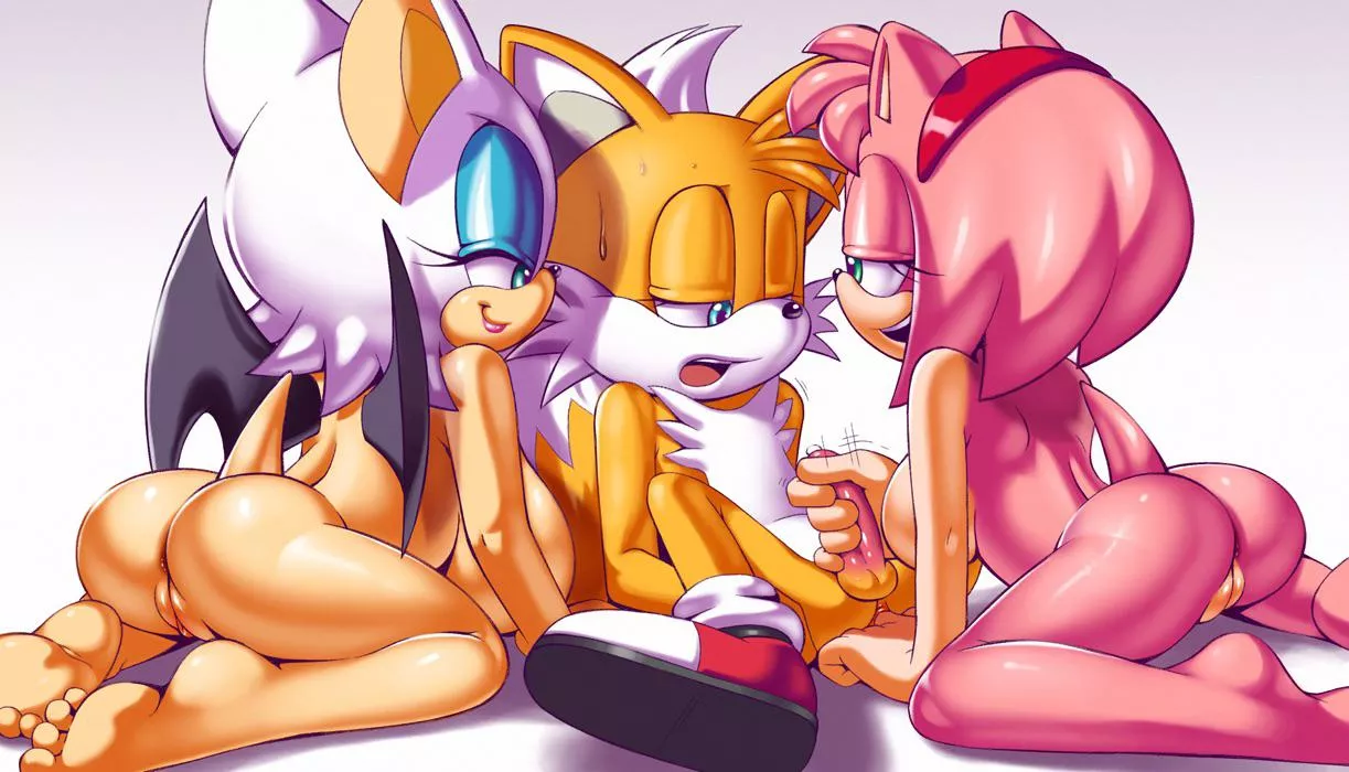 Amy and Rouge helping Tails feel all better! 😉 (Apostle)