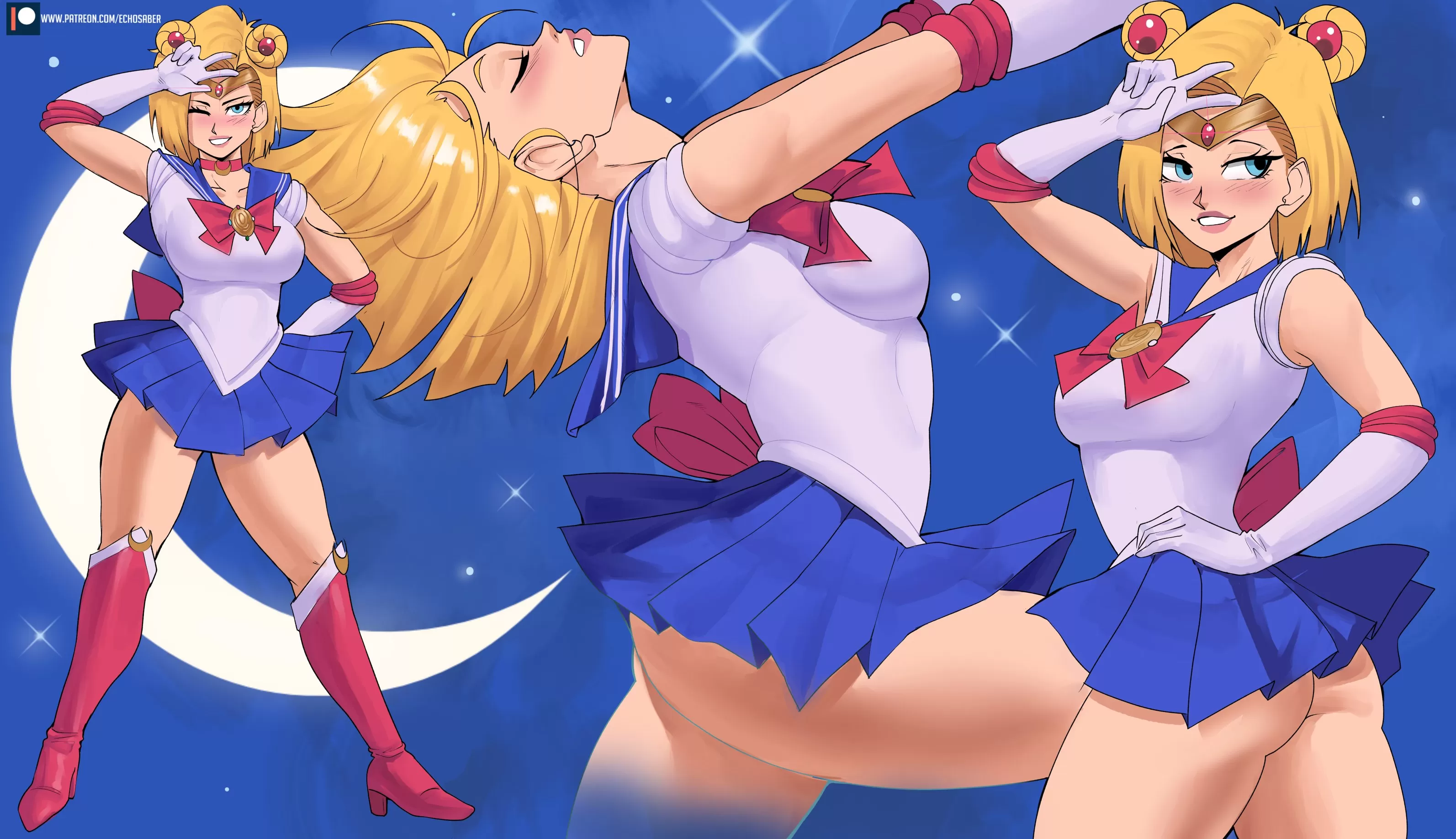 Android 18 cosplaying as Sailor Moon (Echo Saber) [Dragon Ball]