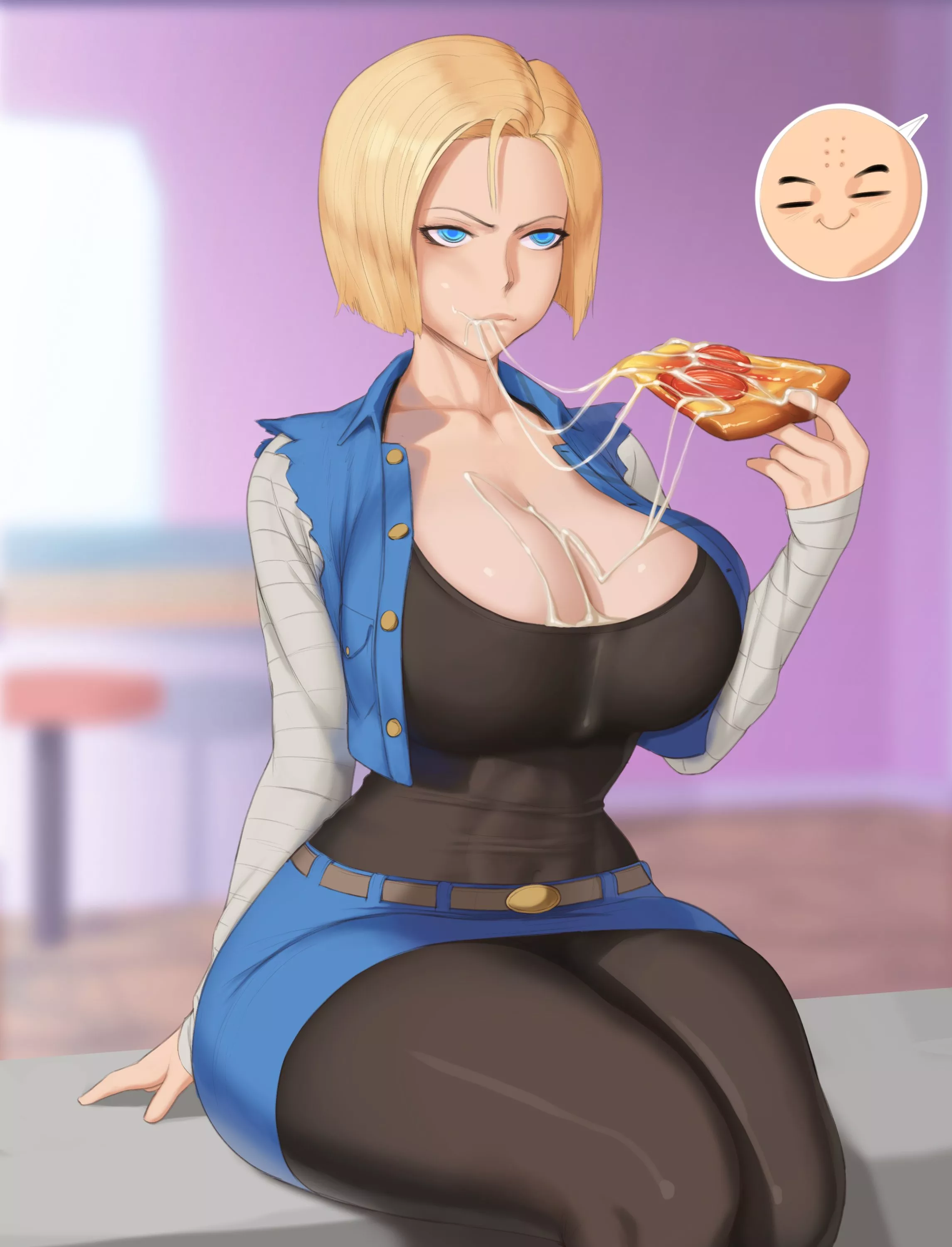 Android 18 - Krillin provides his wife's favorite pizza toping... its cum of course (popogori) [Dragon ball]