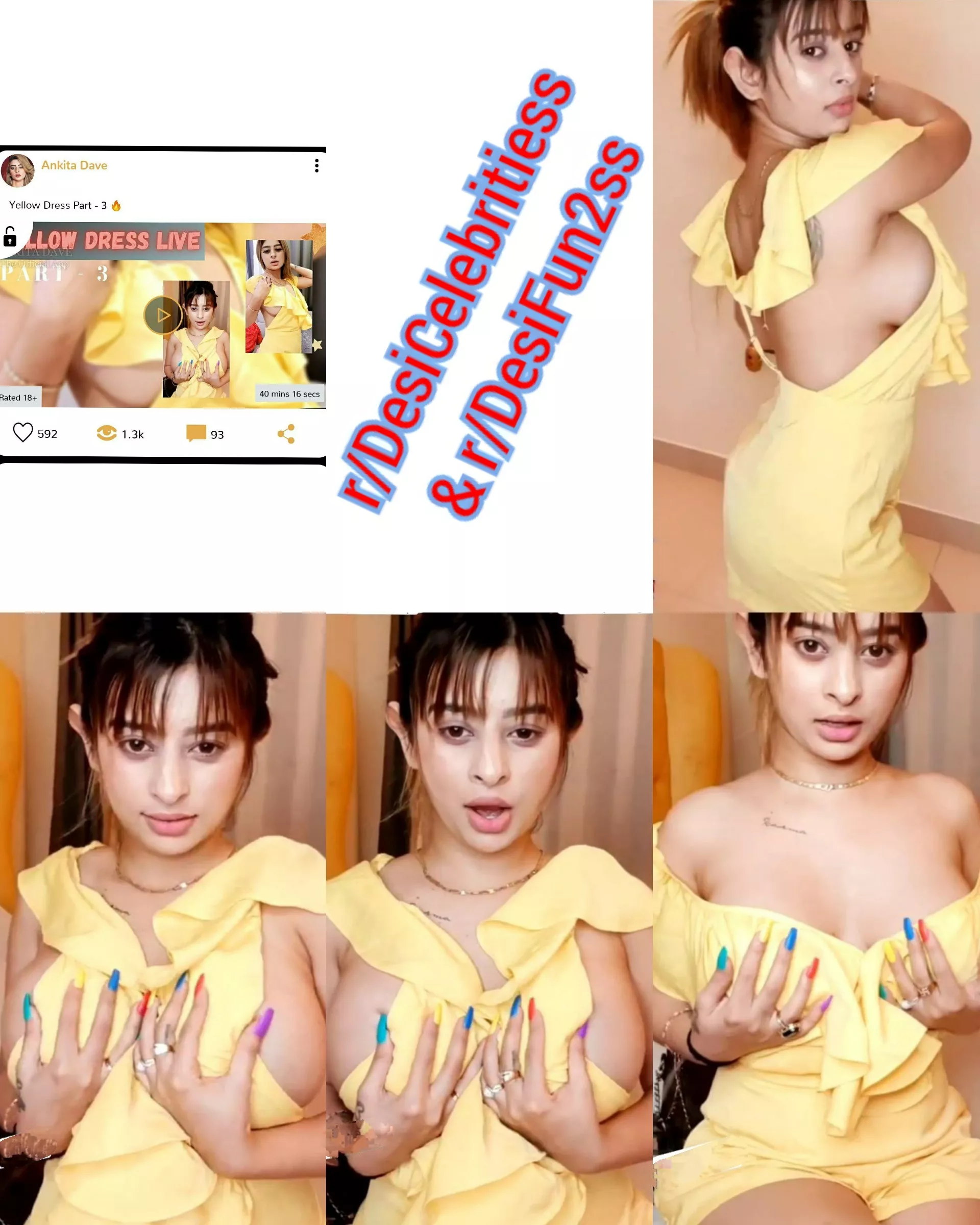 AnkitaDave | Yellow Dress | 3 videos (Download link in comments)