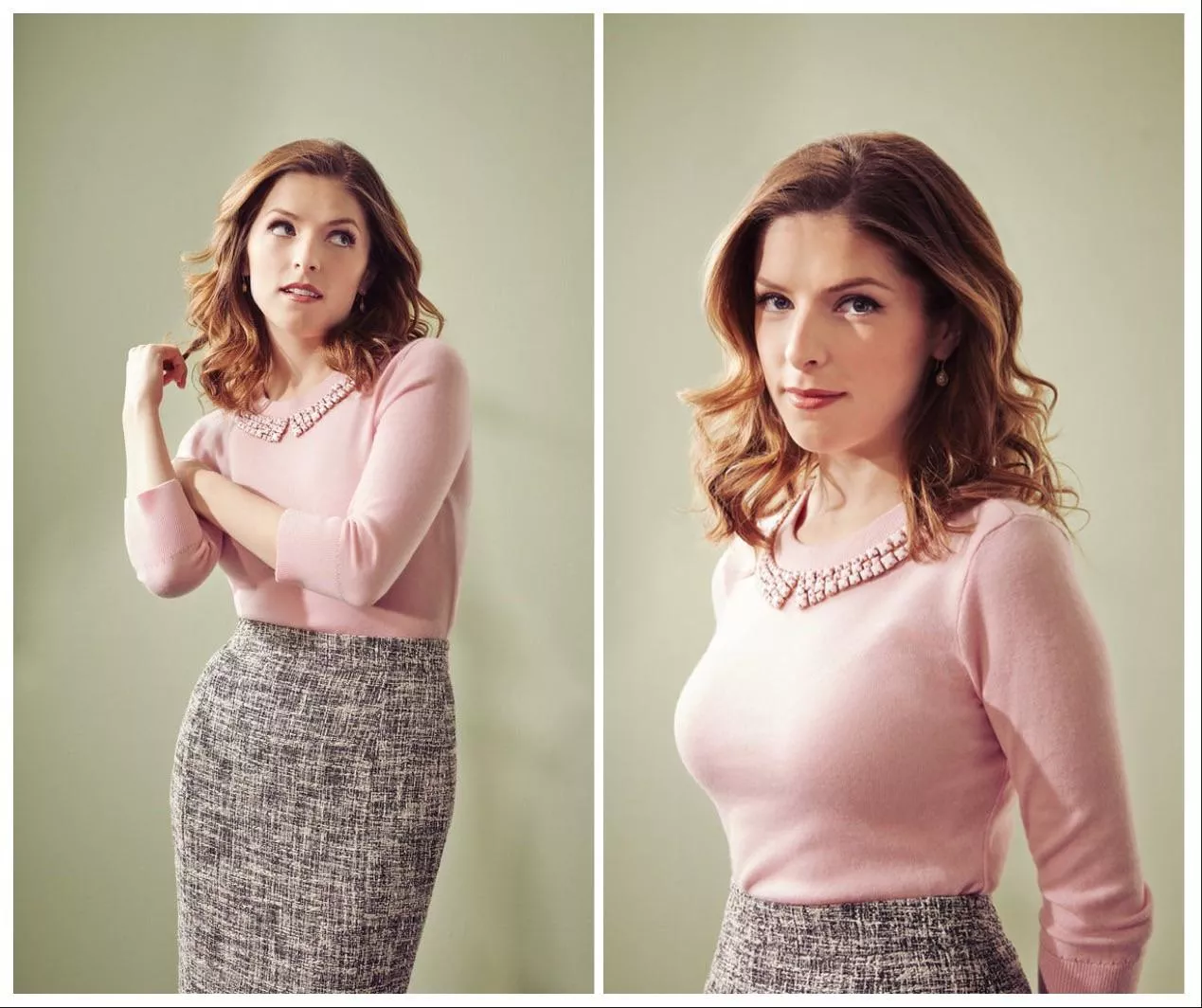 Anna Kendrick as a sexy secretary