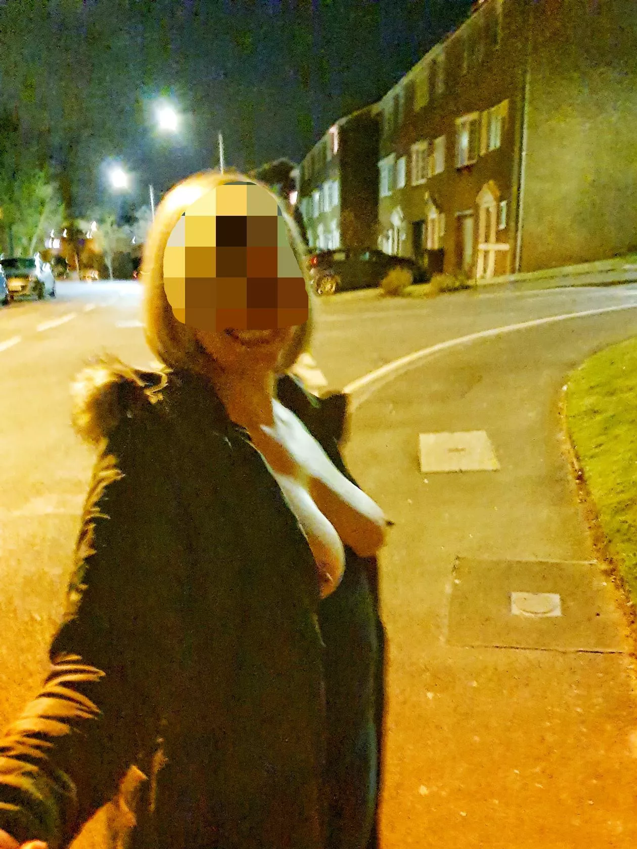 Another from the drinks out = boobs out walk home, later on the walk home