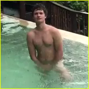 Ansel Elgort skinny dipping