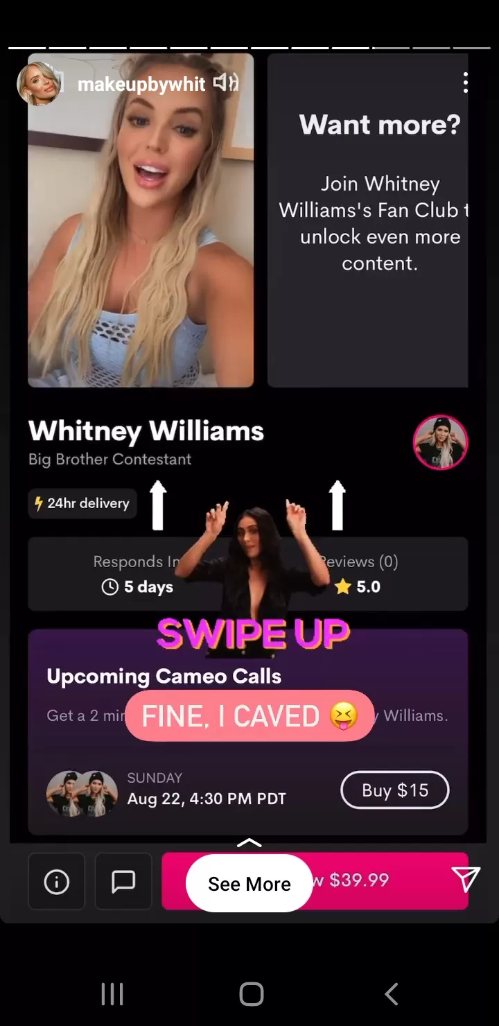 Anybody subscribe to Whitney's Cameo yet? What does she post?