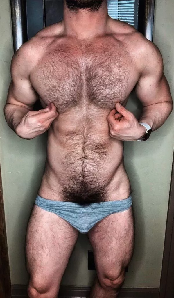 Anyone else love men like this? Not sure who this is, but I just love a hairy man. And look at that bush he has!!! Wow!