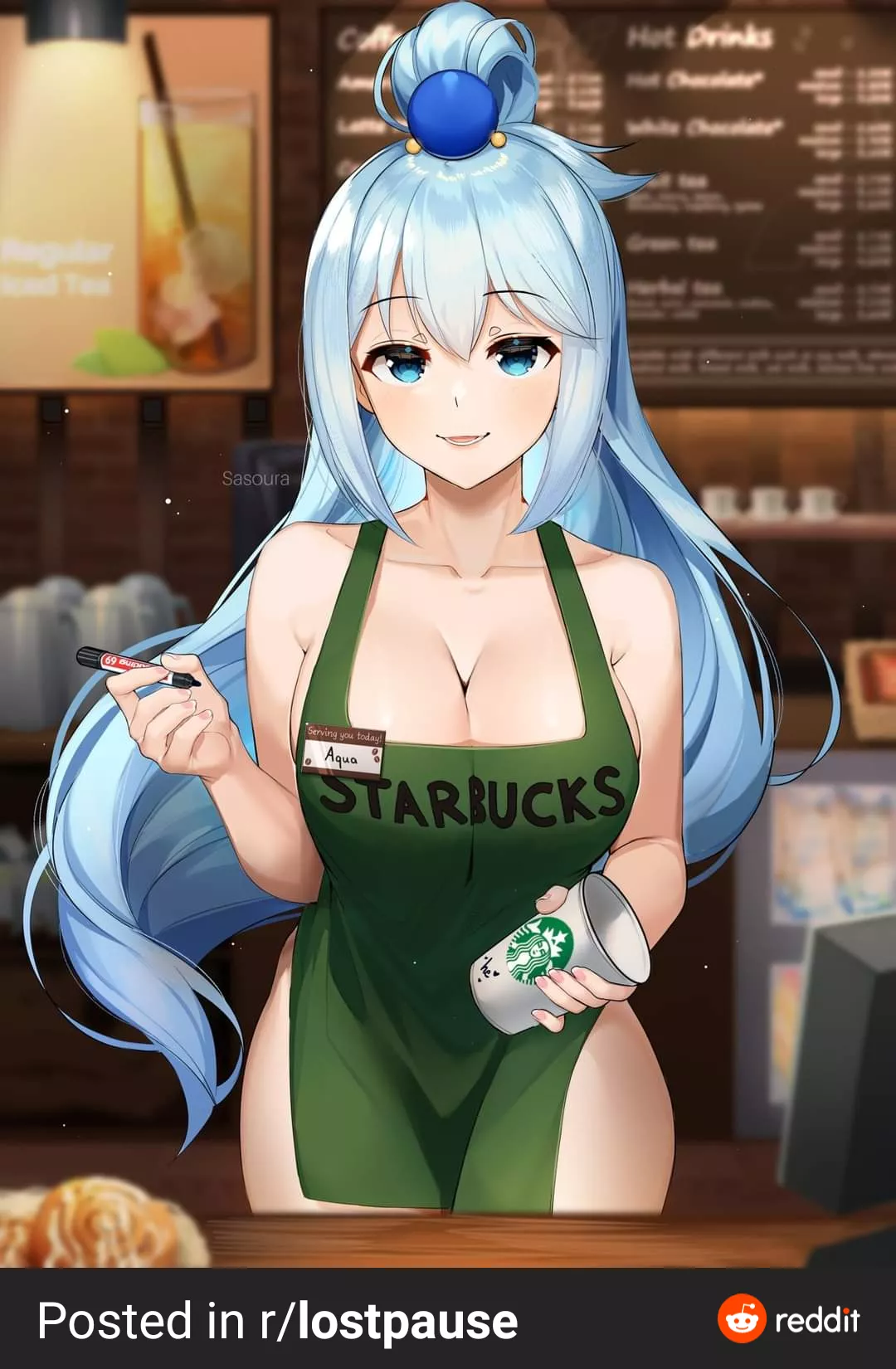 aqua taking your order [konosuba]