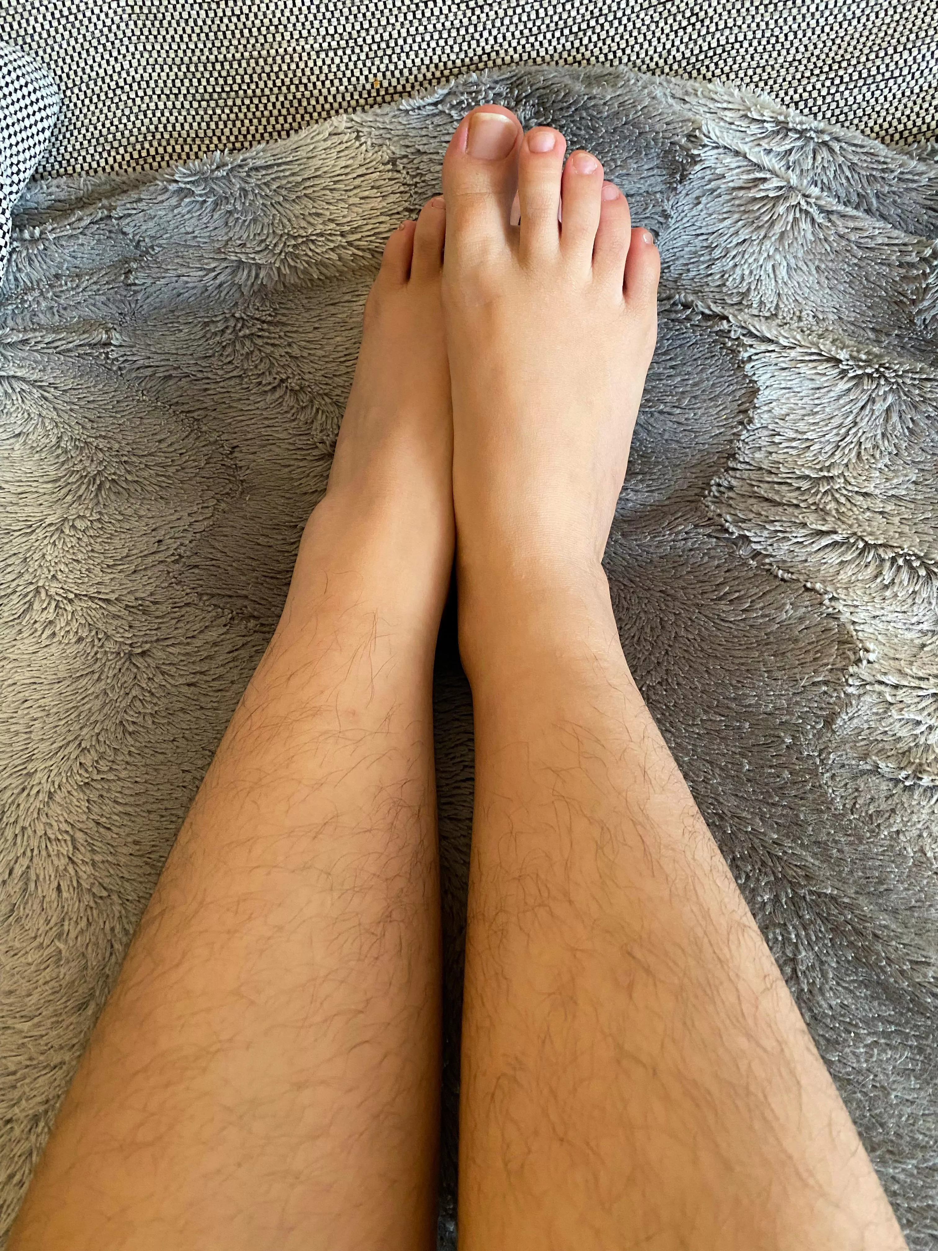 Are cute little hairy legs welcome here? i'd love to massage a big cock with them