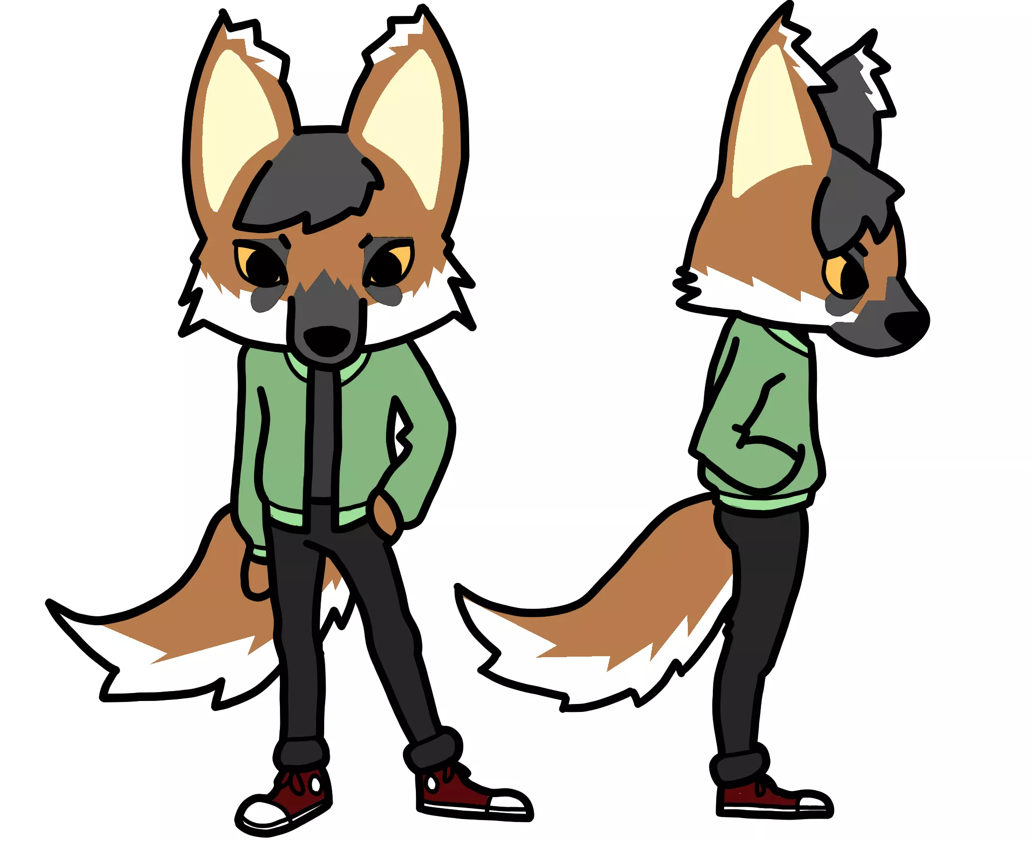 [Art by me] Drew my fursona in Aggretsuko/Sanrio style! (It's a Maned Wolf)