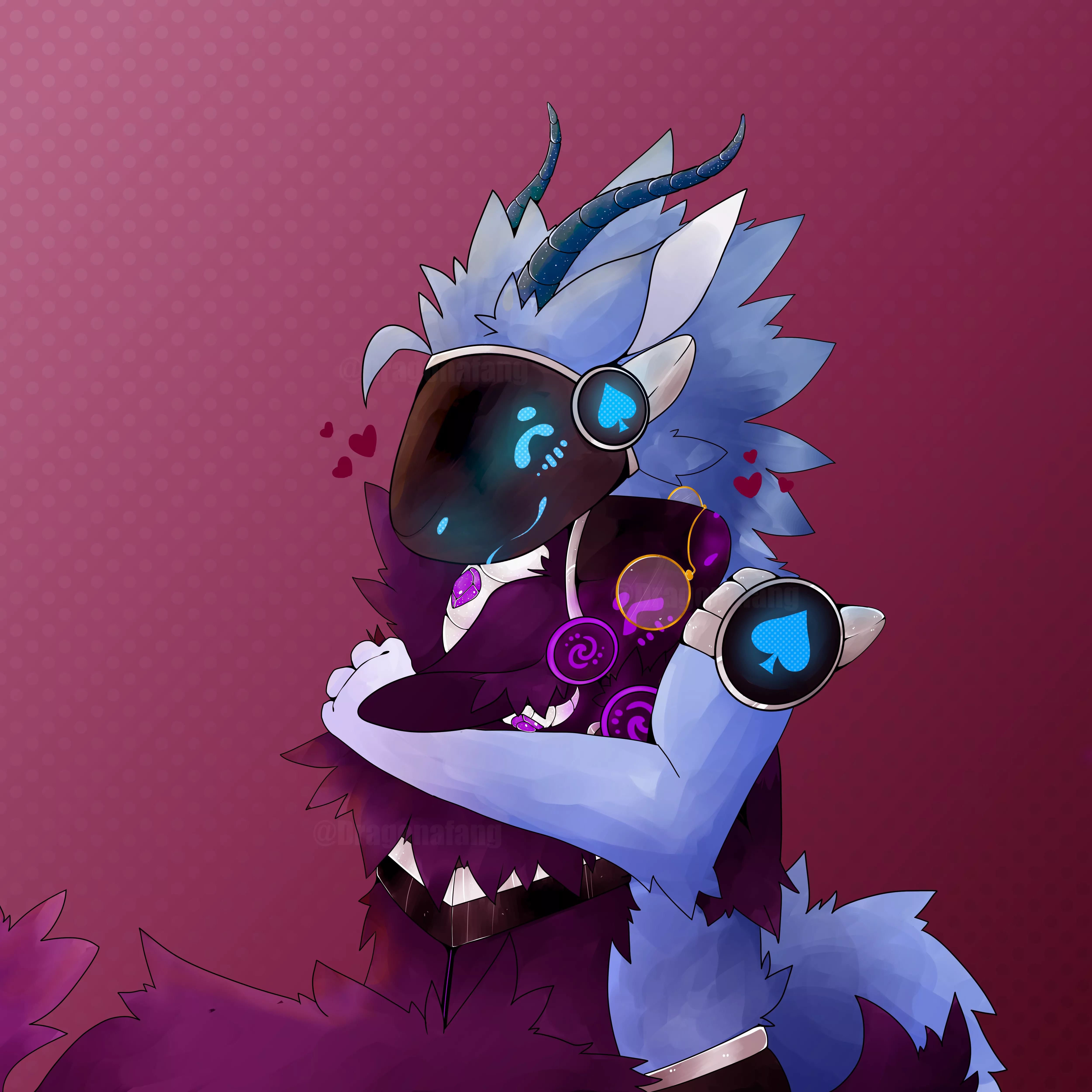 Art by me! Made it for my significant other. Its of me and my s.o.'s furs. Purple ones name is zori the blue ones name is Fenna. I love them so much I thought i'd share.