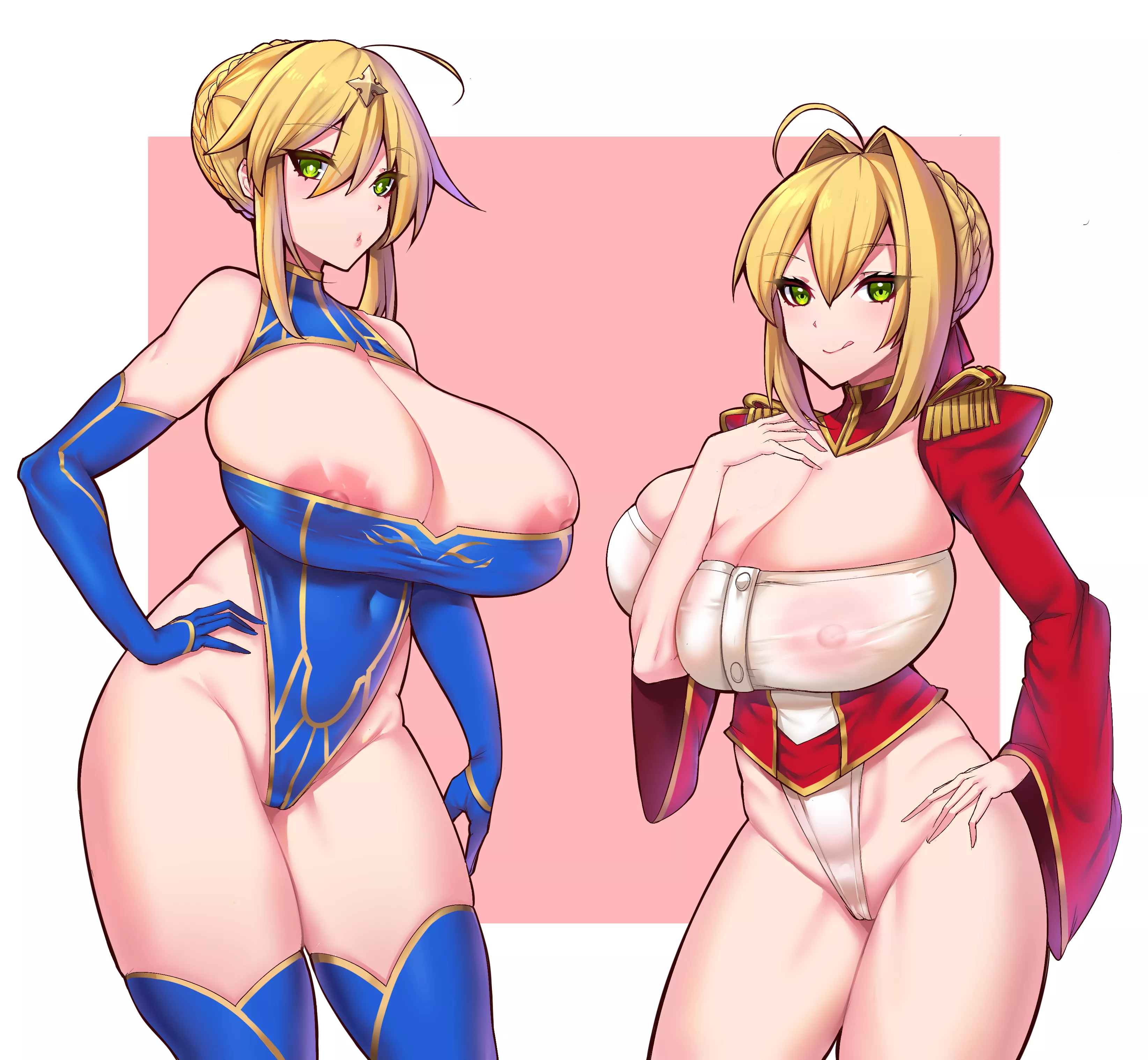 Artoria And Nero Lewd Bodies Highleg Leotards (Funaya) [Fate]