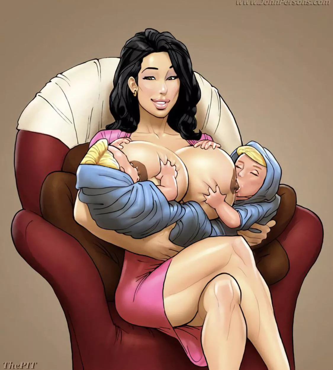 Asian girl with her white babies