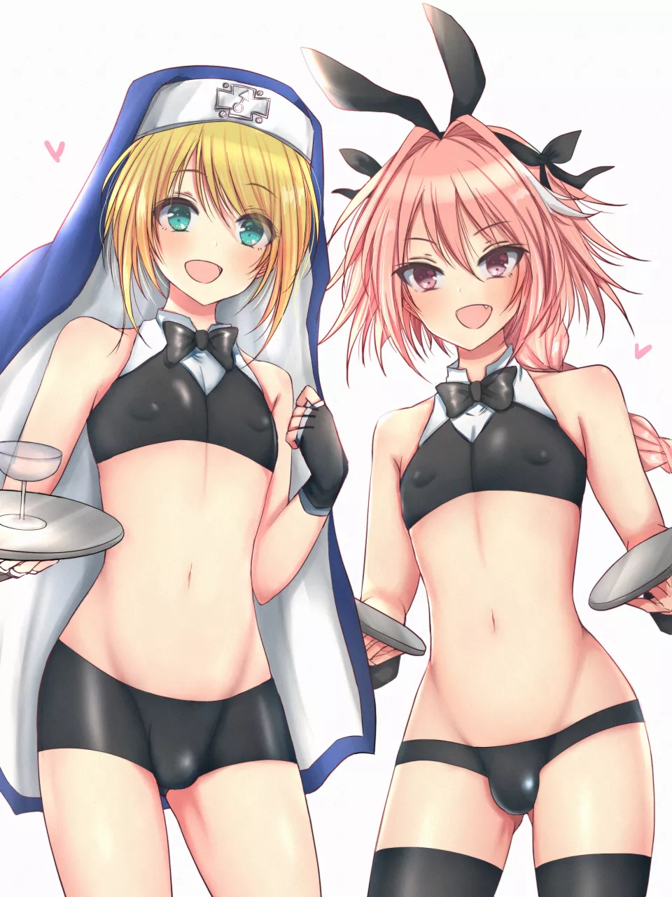 Astolfo and Bridget being all adorable! 🥰 Also, if anyone needs a little femboy servant 🤭 (Momoyama)