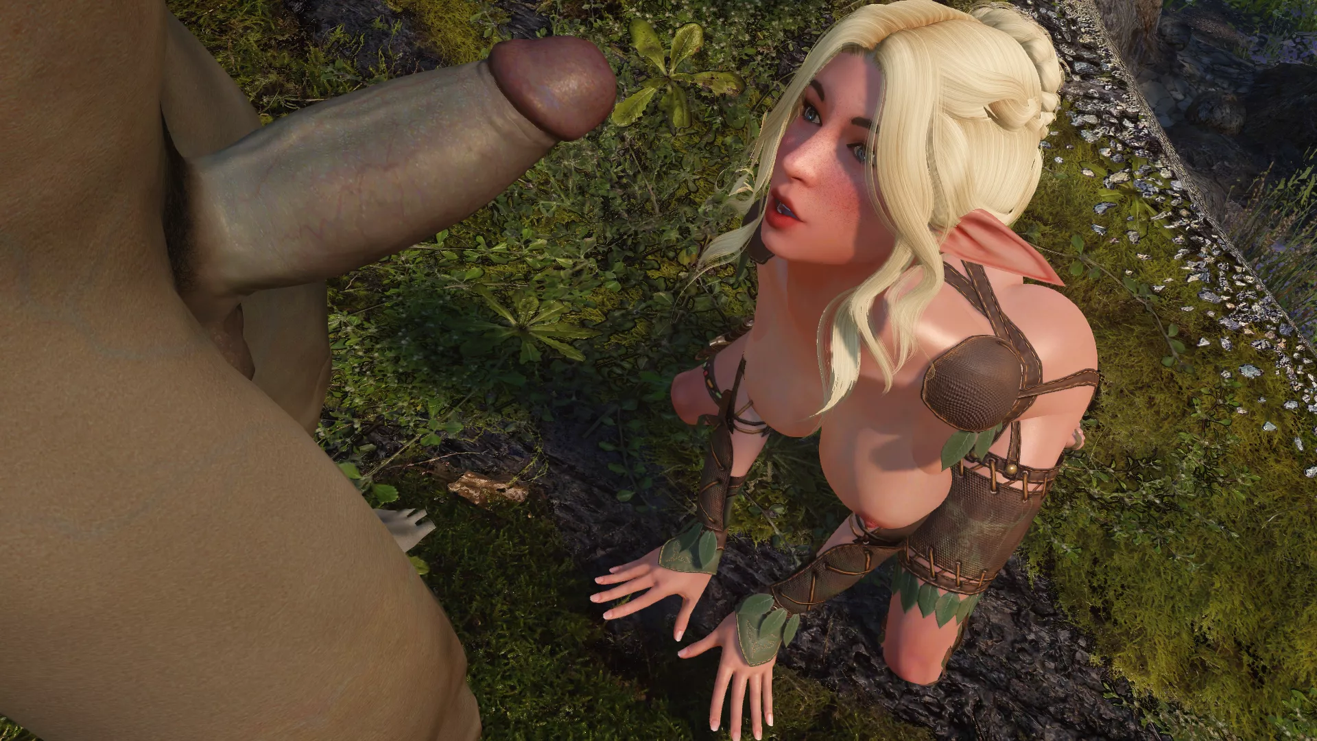 Babe Admires Big Orc Cock