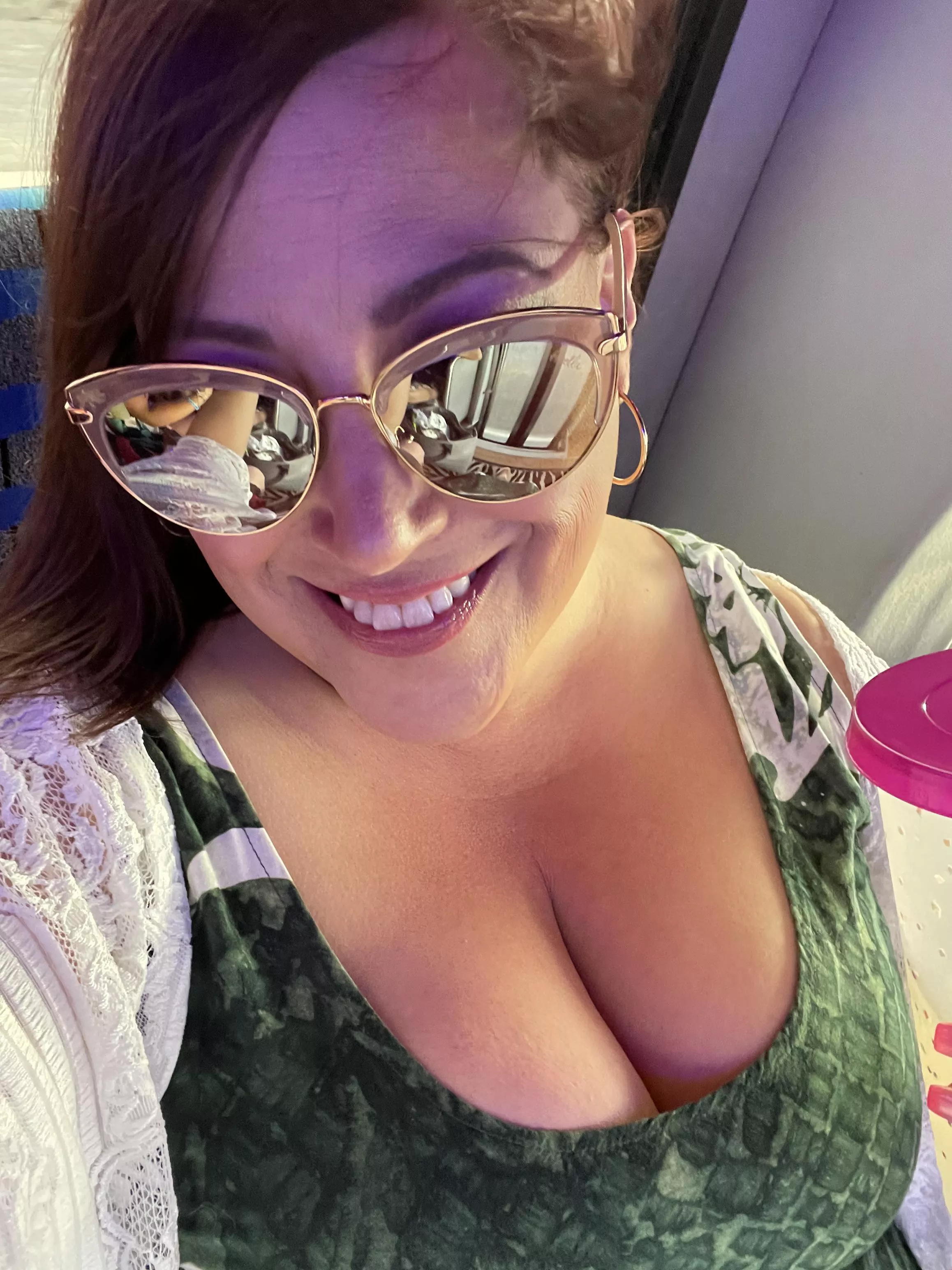 Bachelorette party cleavage.