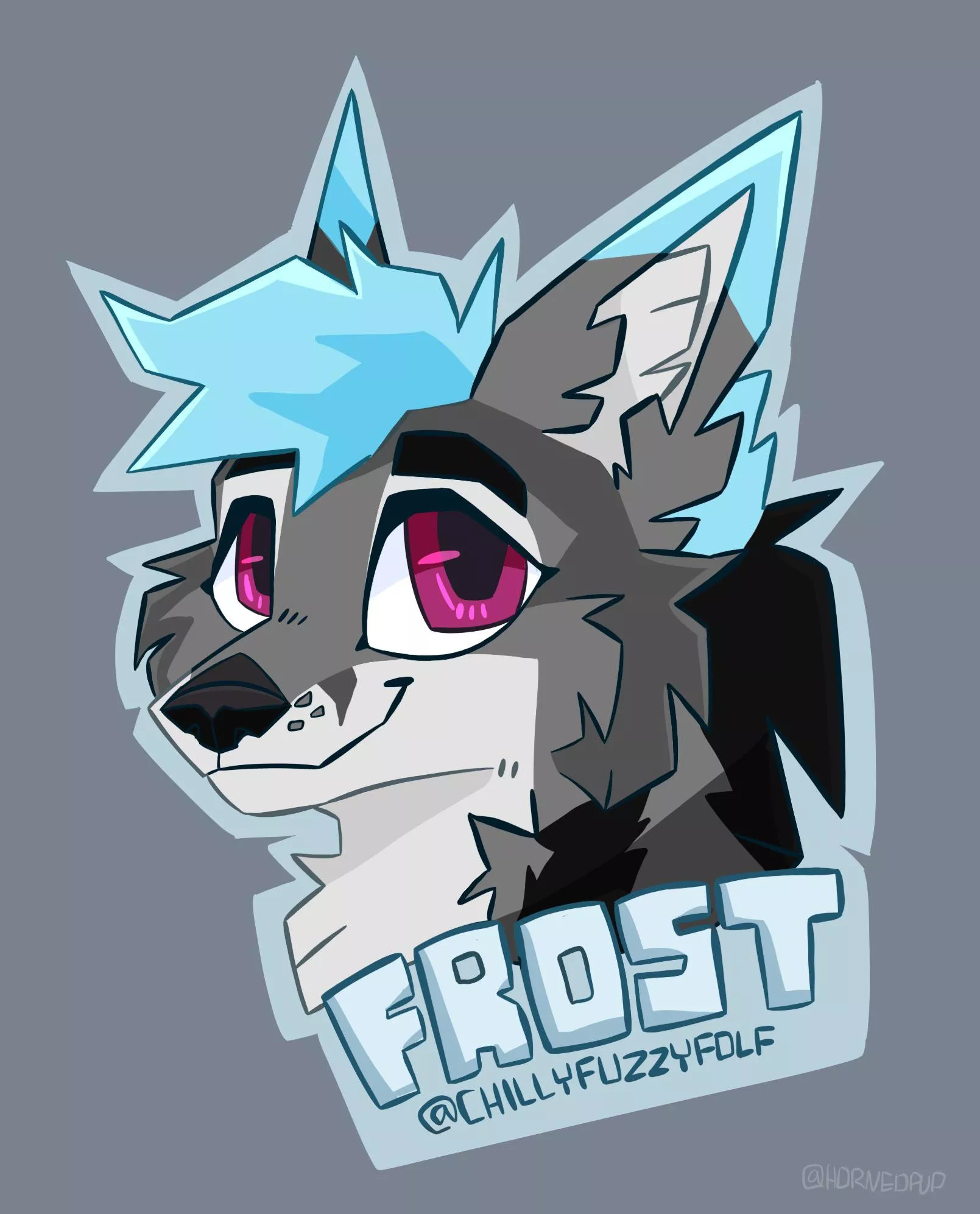 Badge commission done! (art by me) [@hornedpup on Twitter]