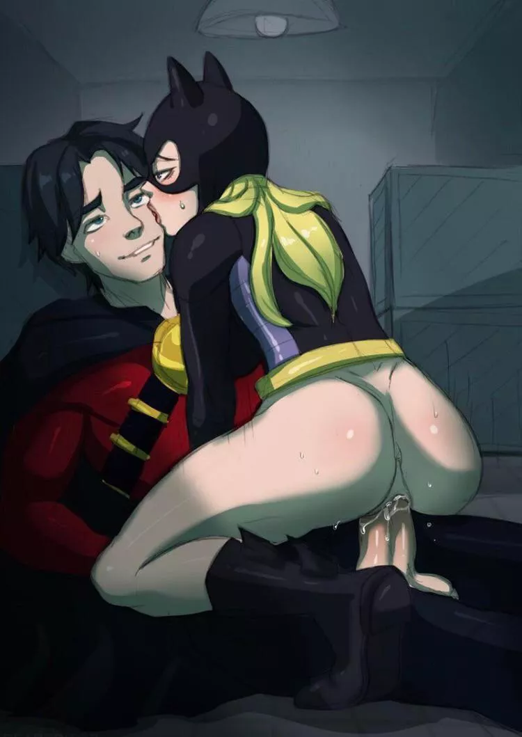 Batgirl riding Robin