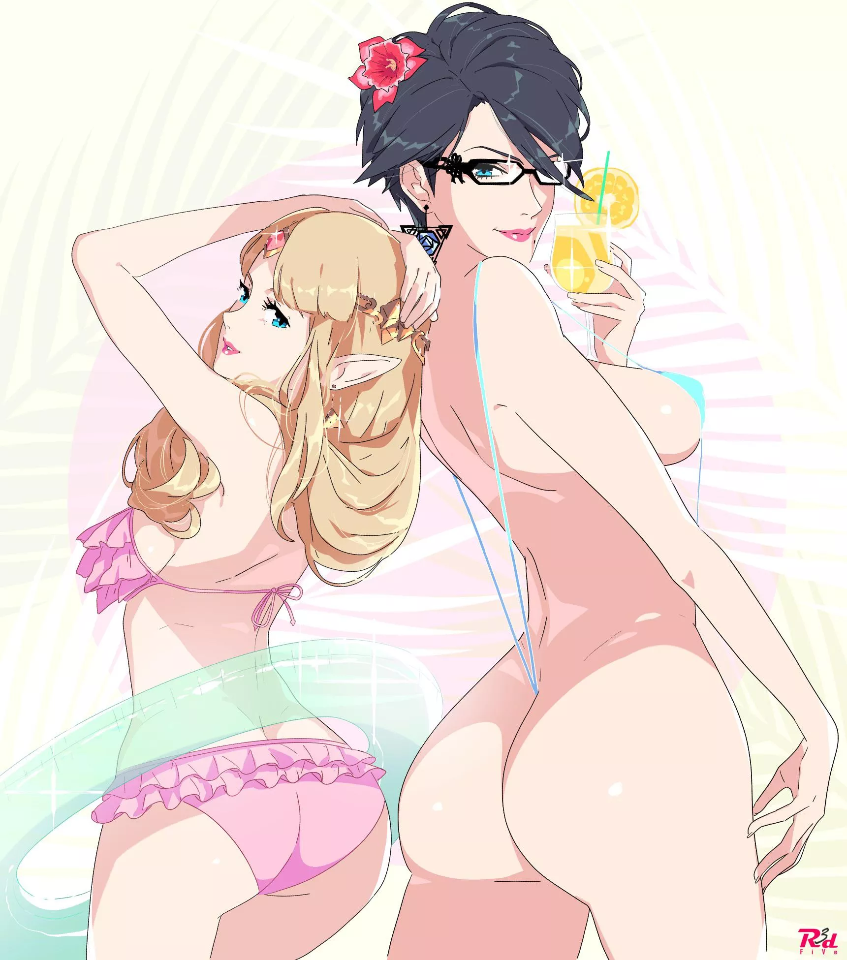 Bayonetta and Zelda swimwear