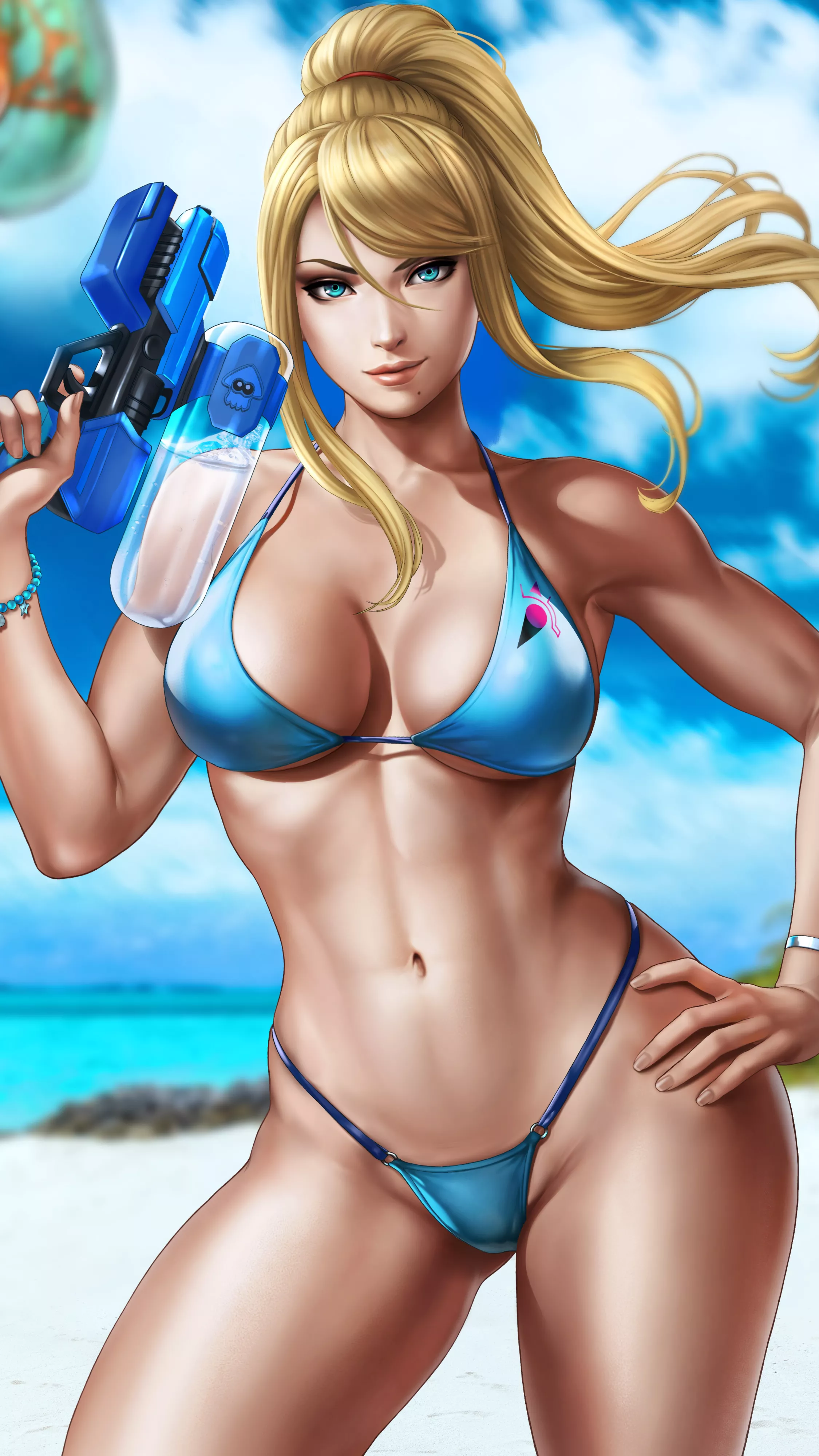 Beachqueen Samus [Metroid] (2250x4000)