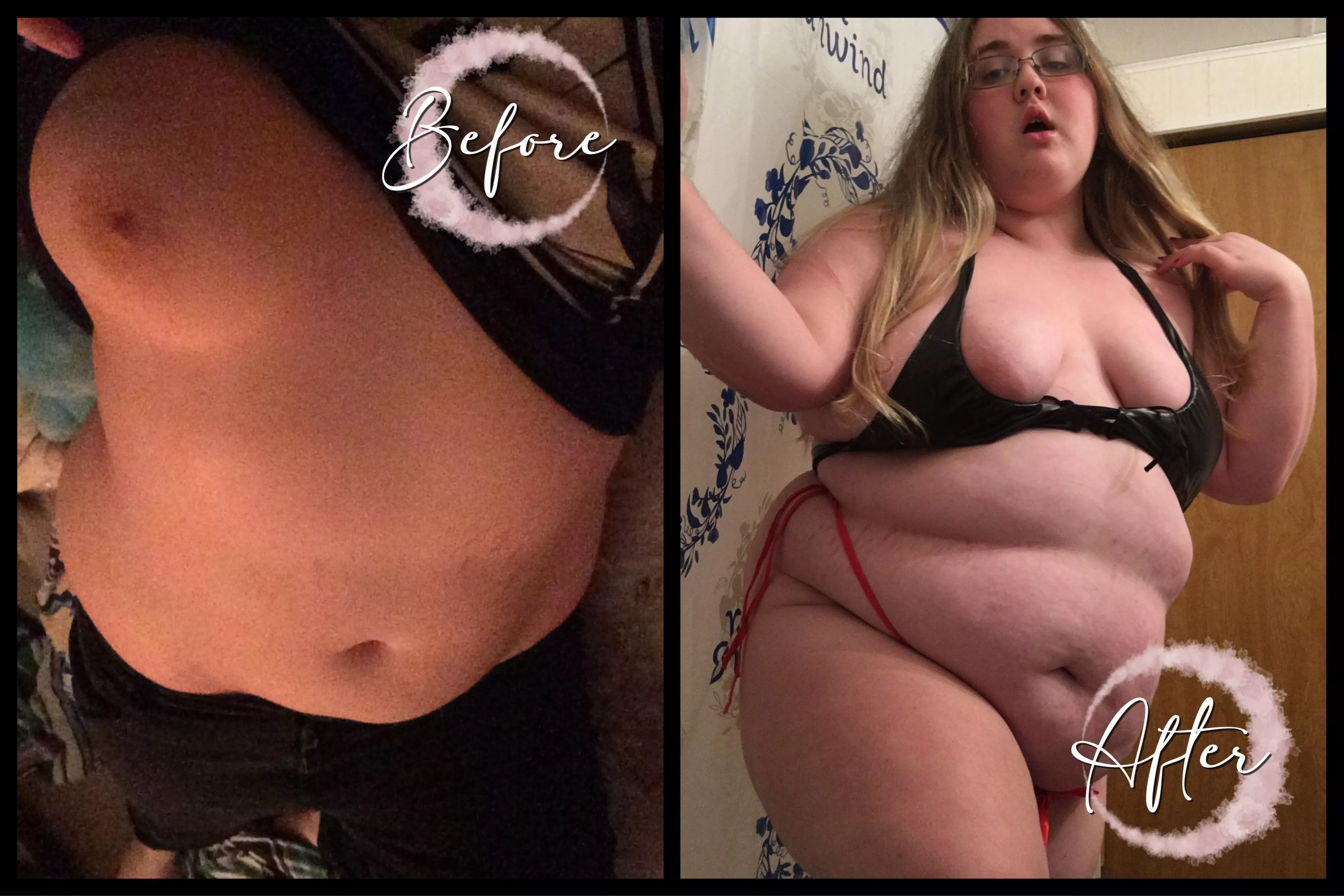 before & after. ðŸ˜ I feel much sexier with my huge weight gain!