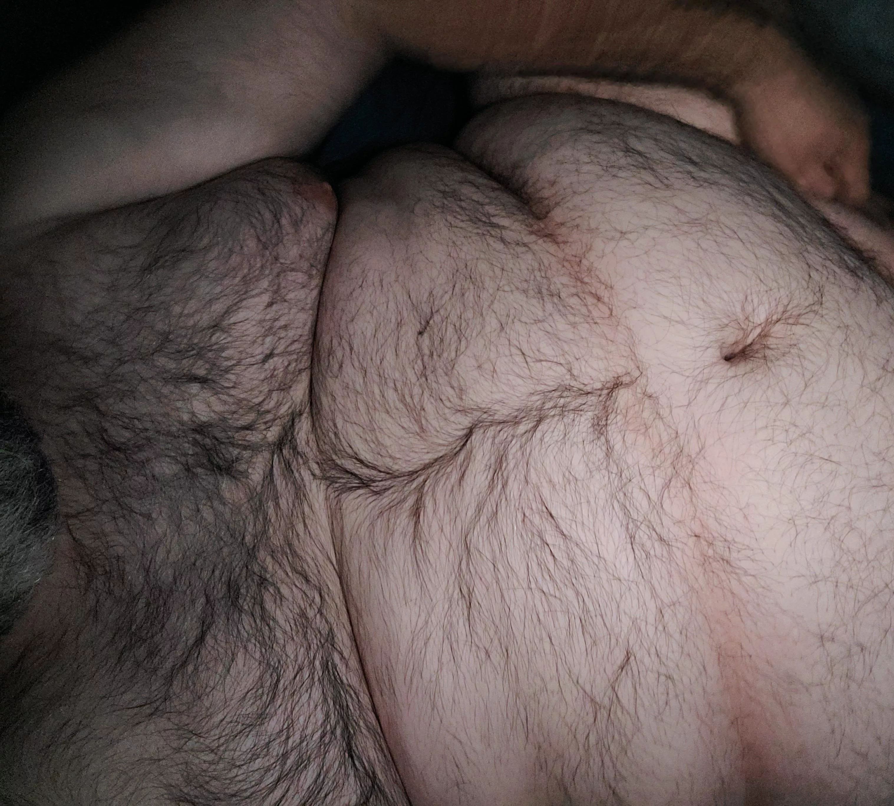 Big belly and hairy chest