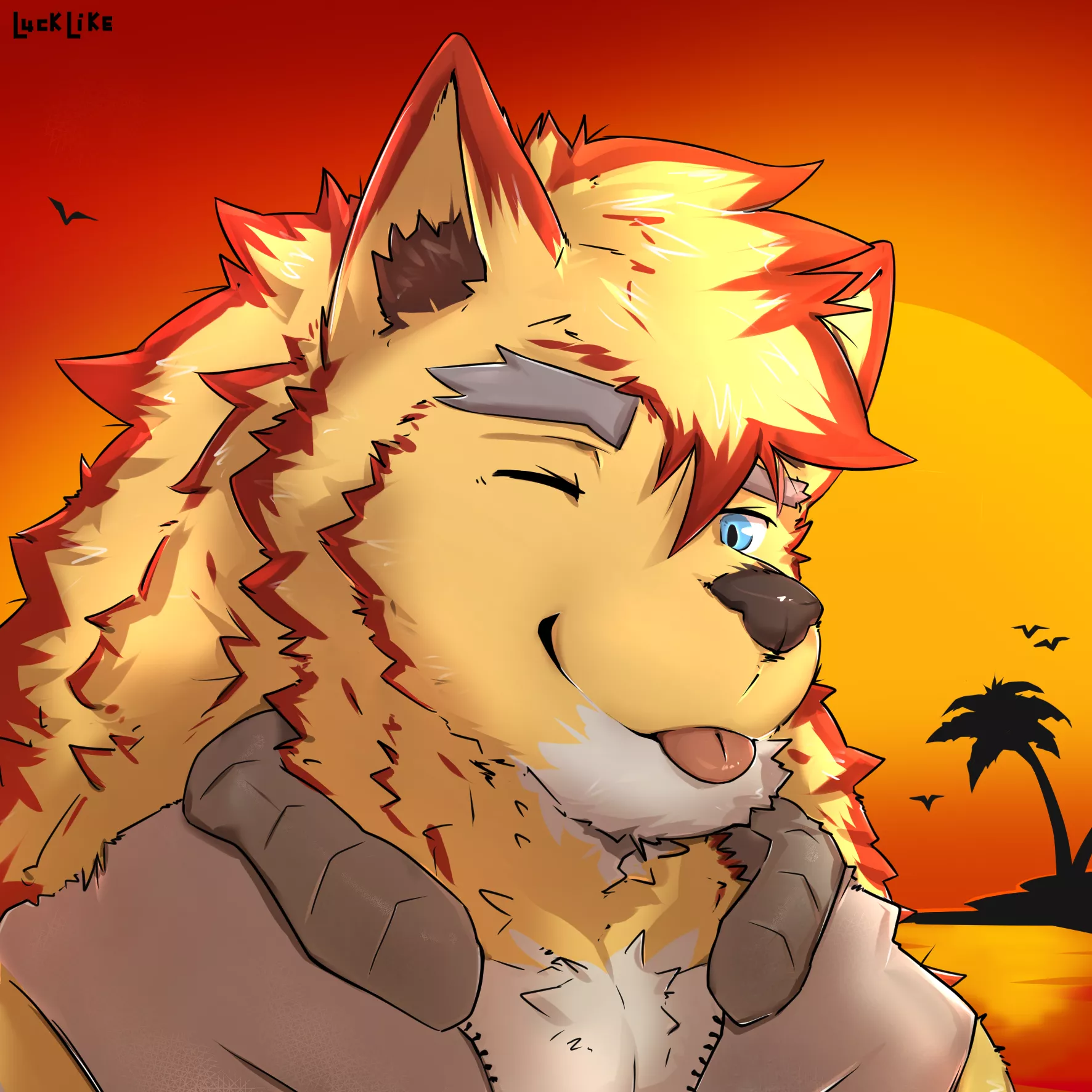 Blepping during a sunset! | Commission by me | @Luck_Like_ (CO)