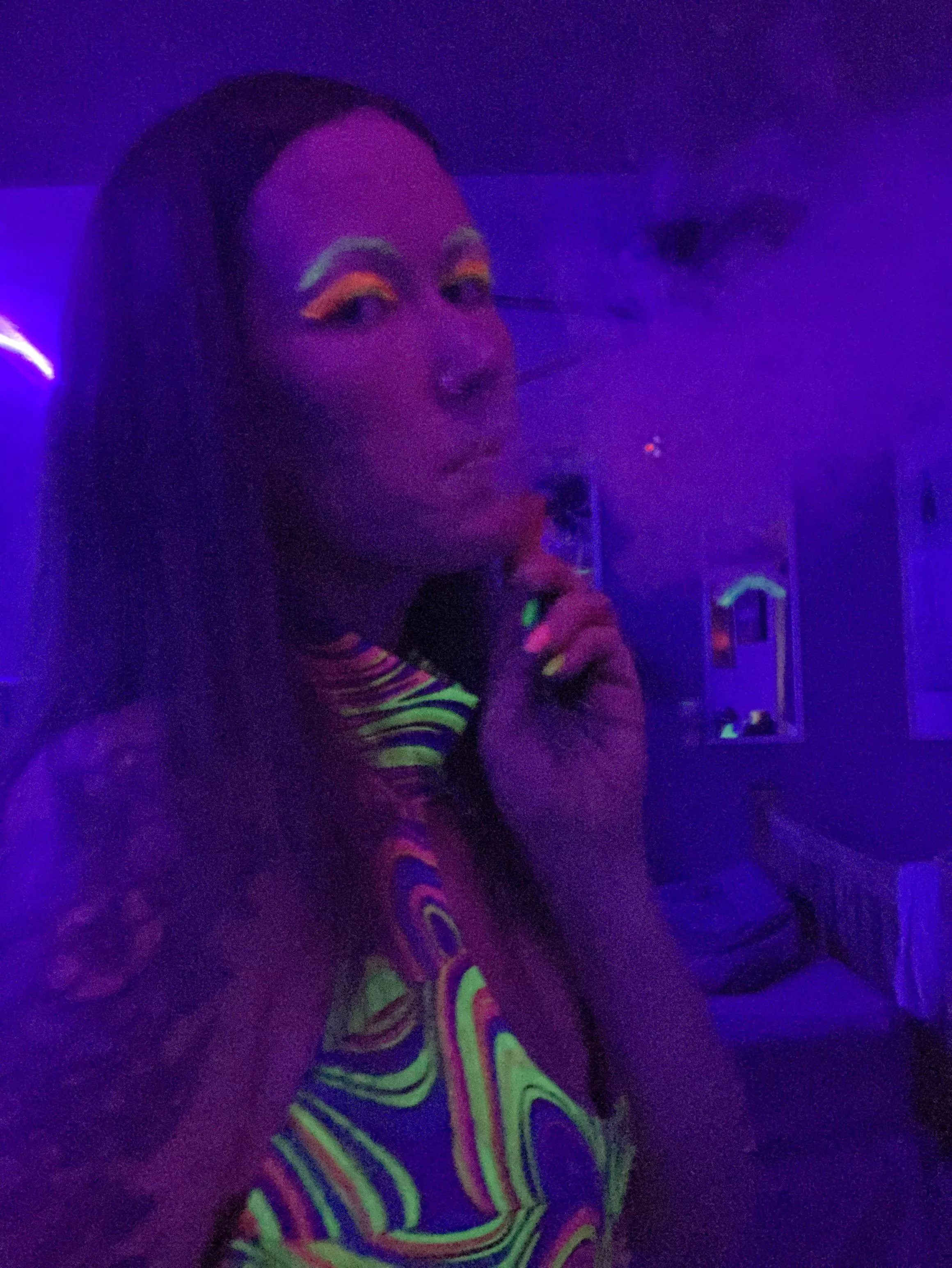 Blowing smoke in black lights